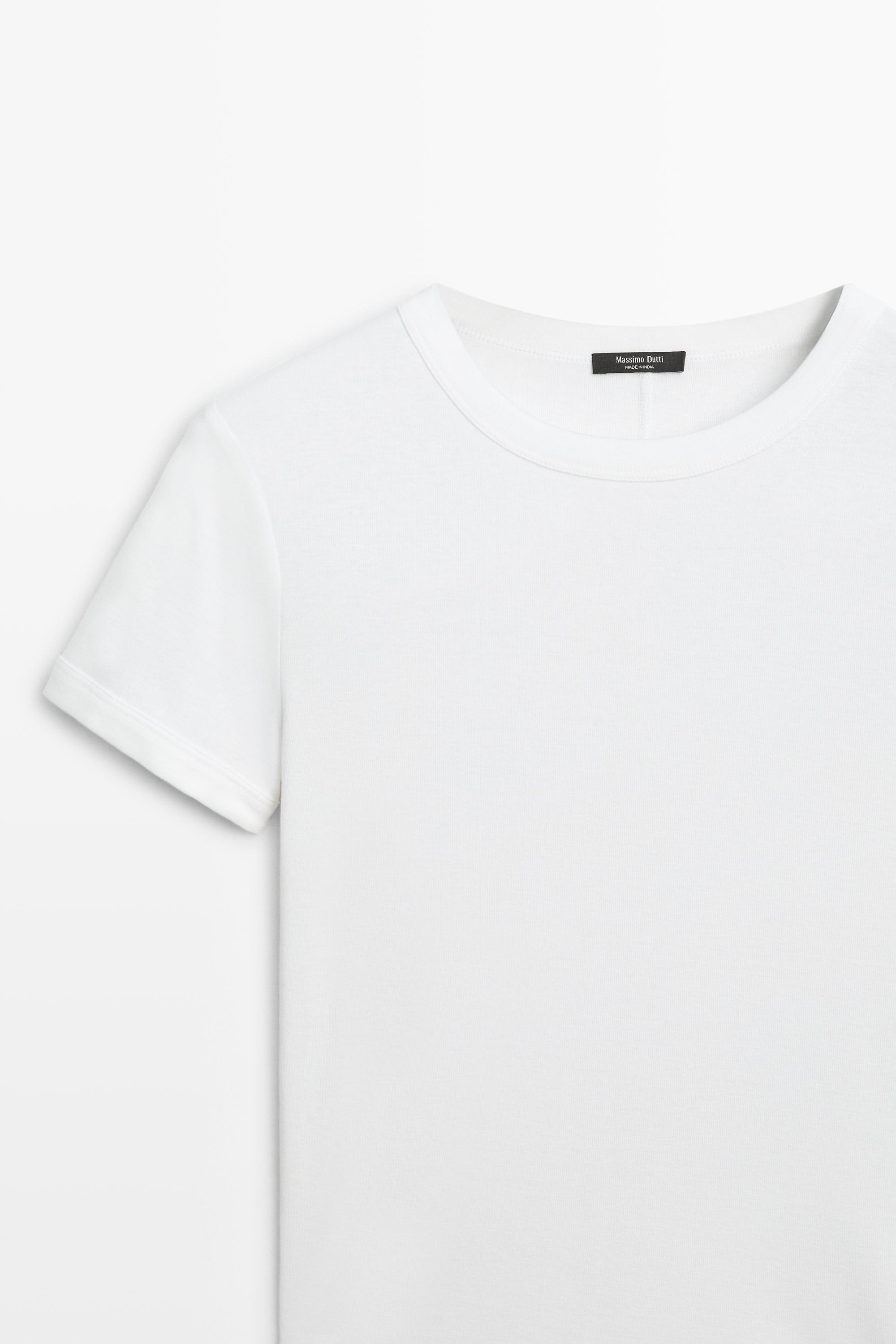 Ribbed short sleeve T-shirt — Off white
