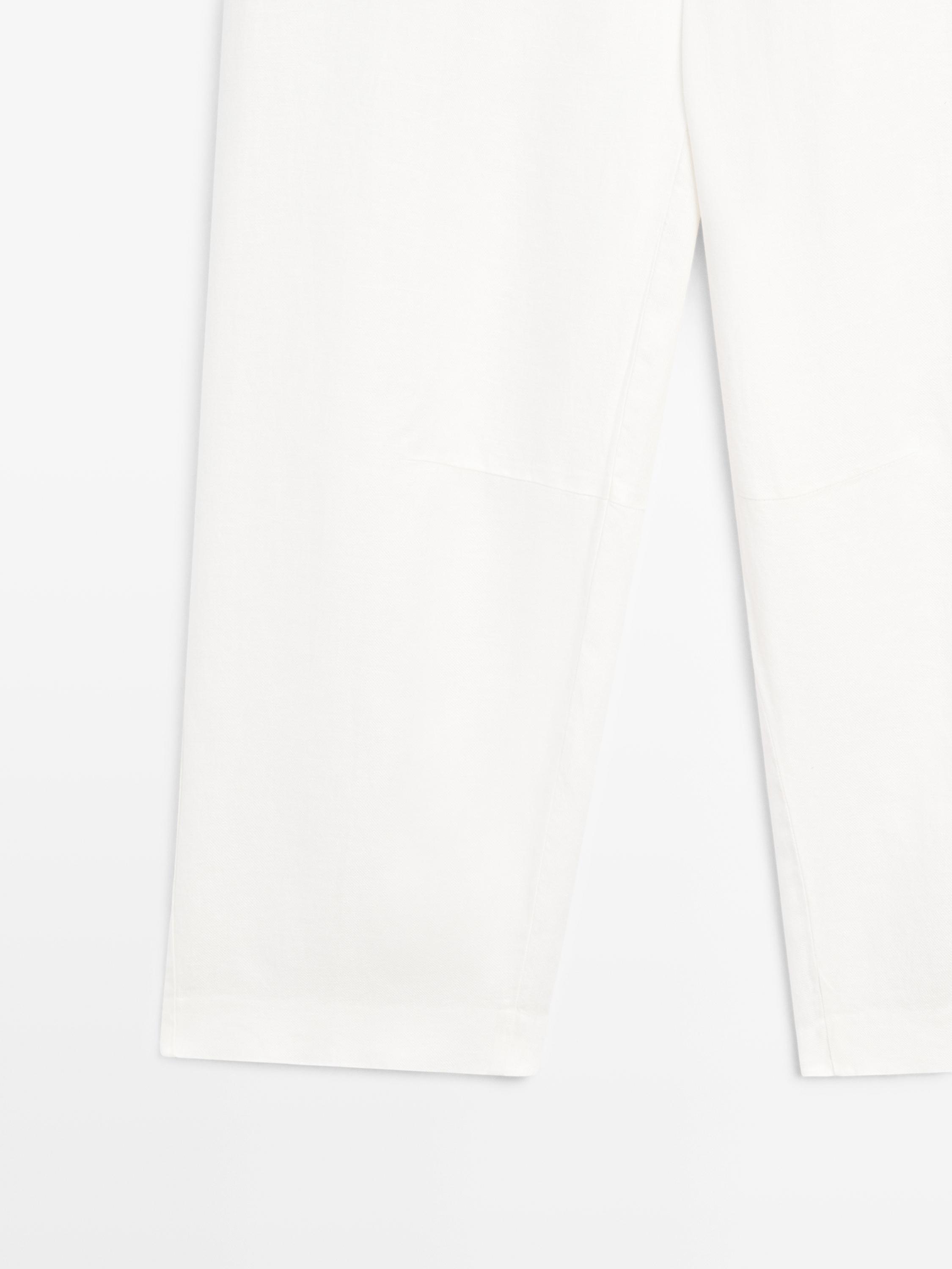 Flowing 100% linen trousers — WHITE