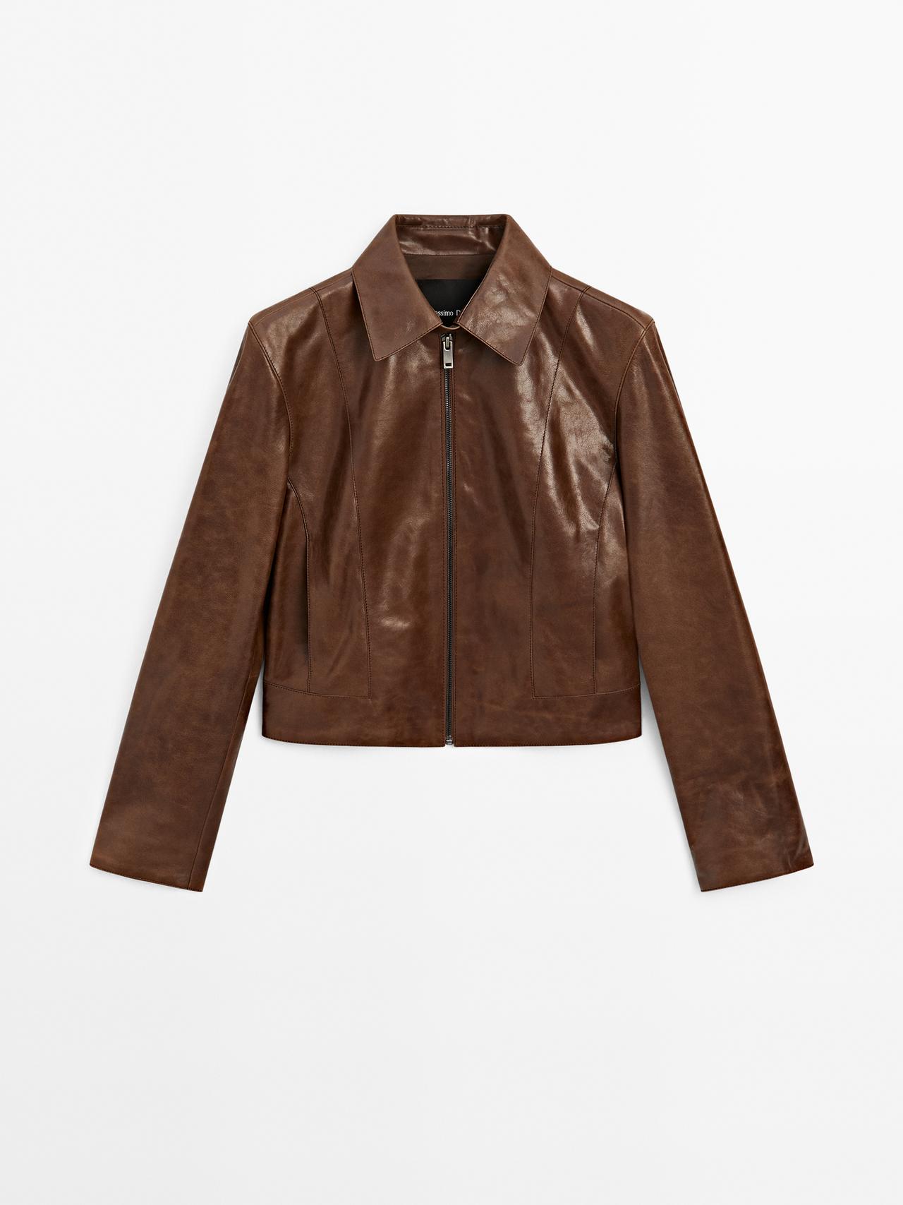 Massimo Dutti - Dames - Kort Nappaleren Jack - Cognac - L