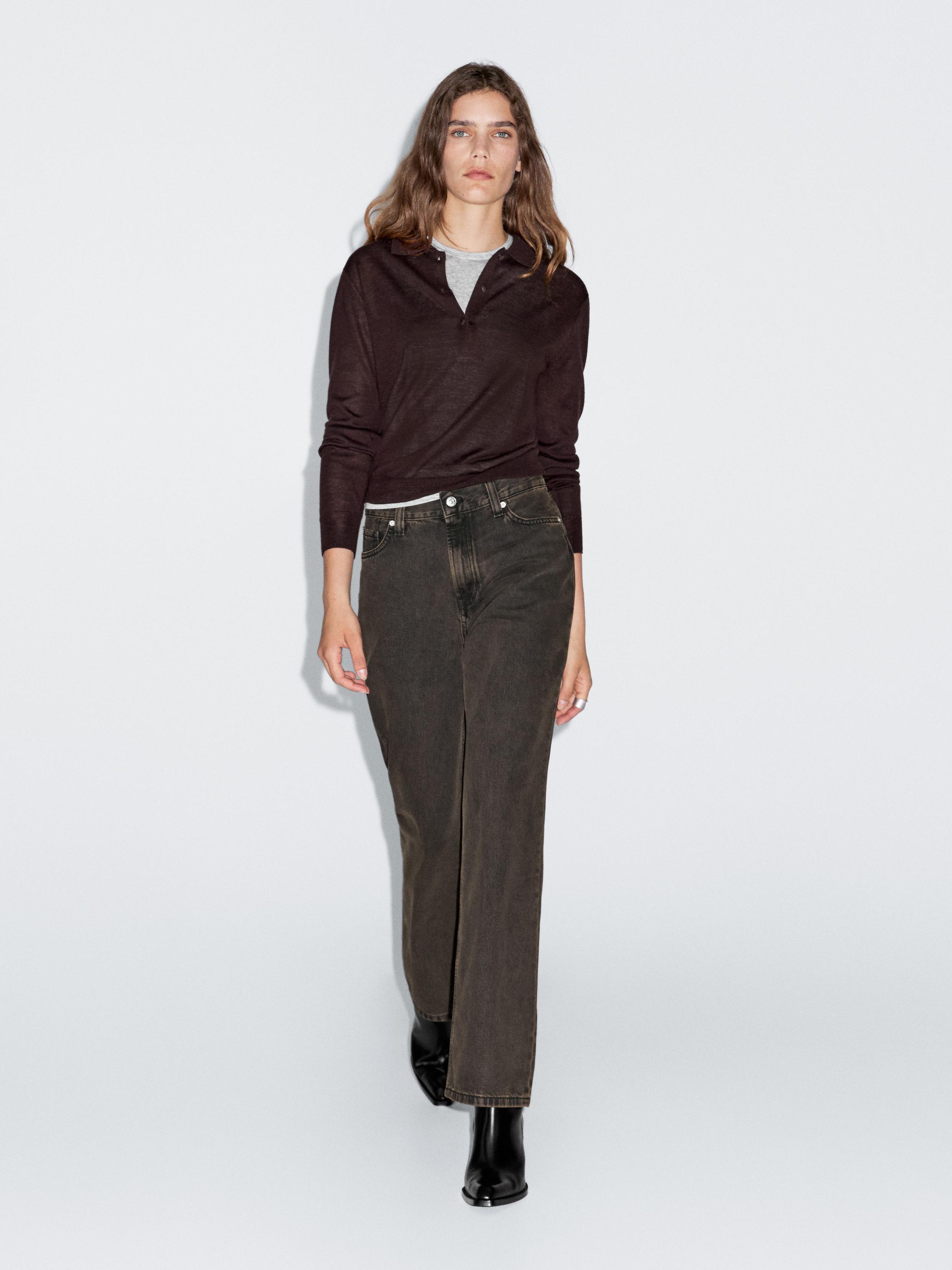 Трикотажный свитер поло из 100% шерсти