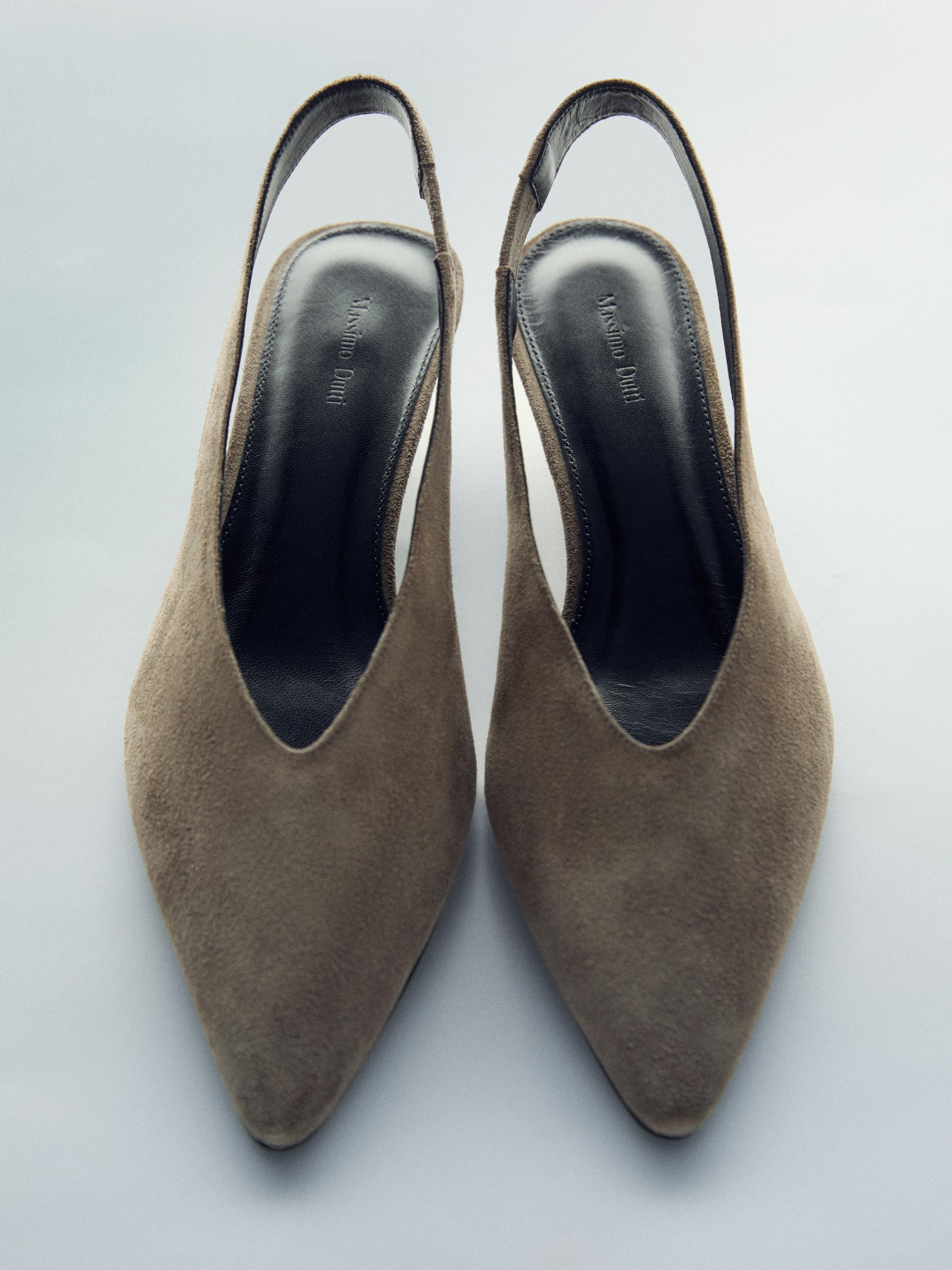 Scarpe slingback con tacco in pelle scamosciata