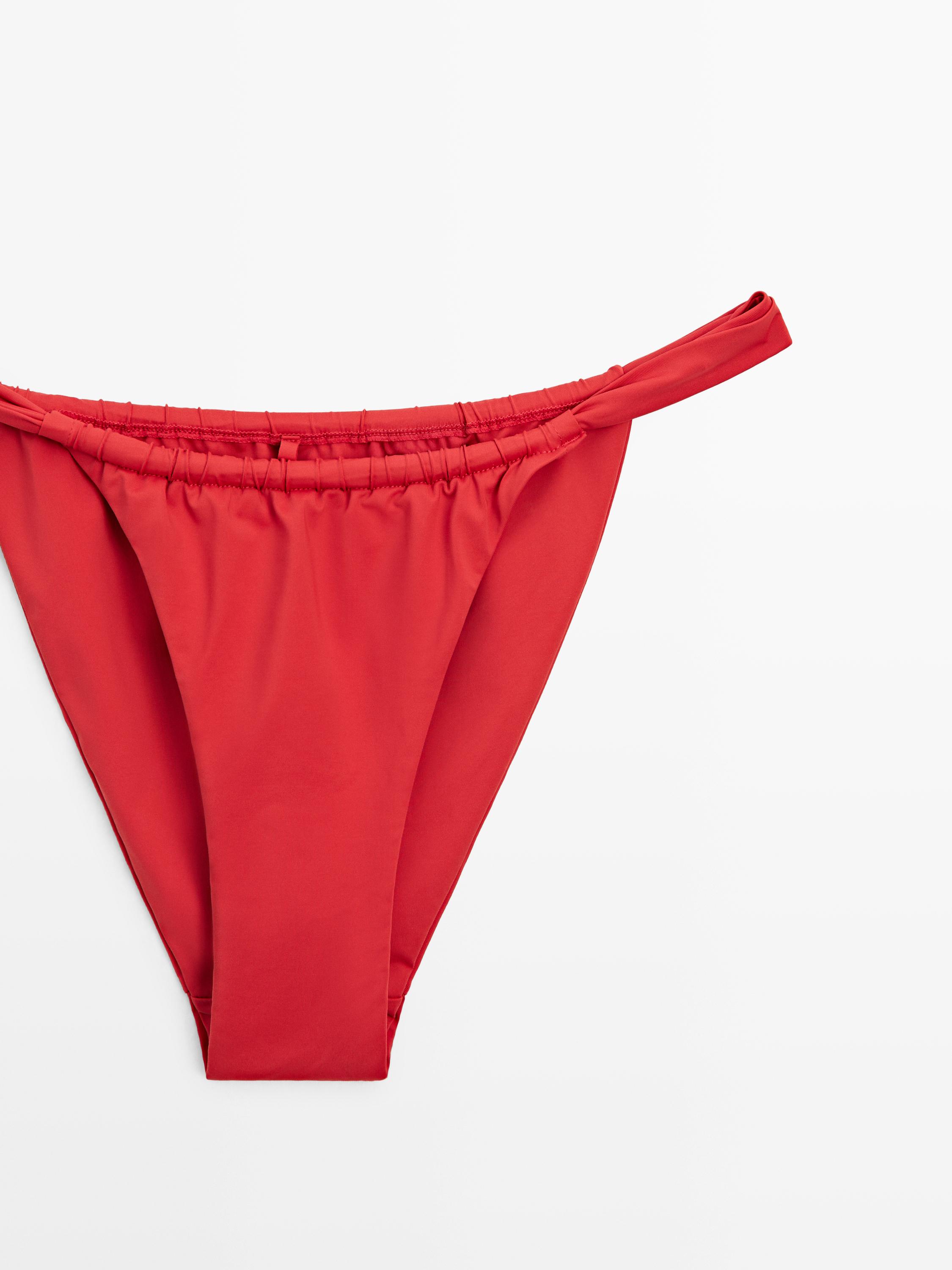 Gathered bikini bottoms — BRIGHT RED