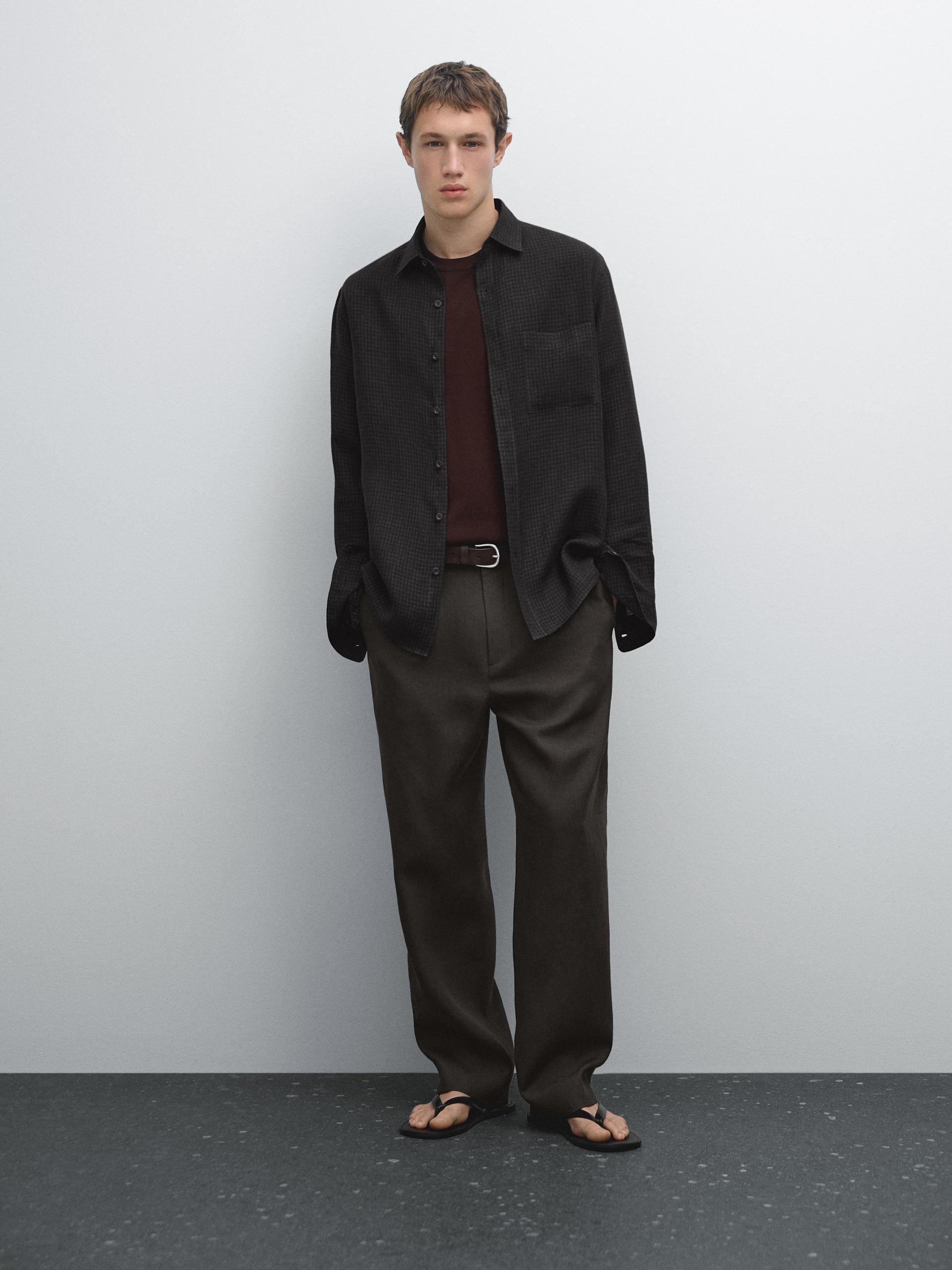 Camisa Cuadro Vichy Regular Fit - Negro - M - Massimo Dutti - Hombre