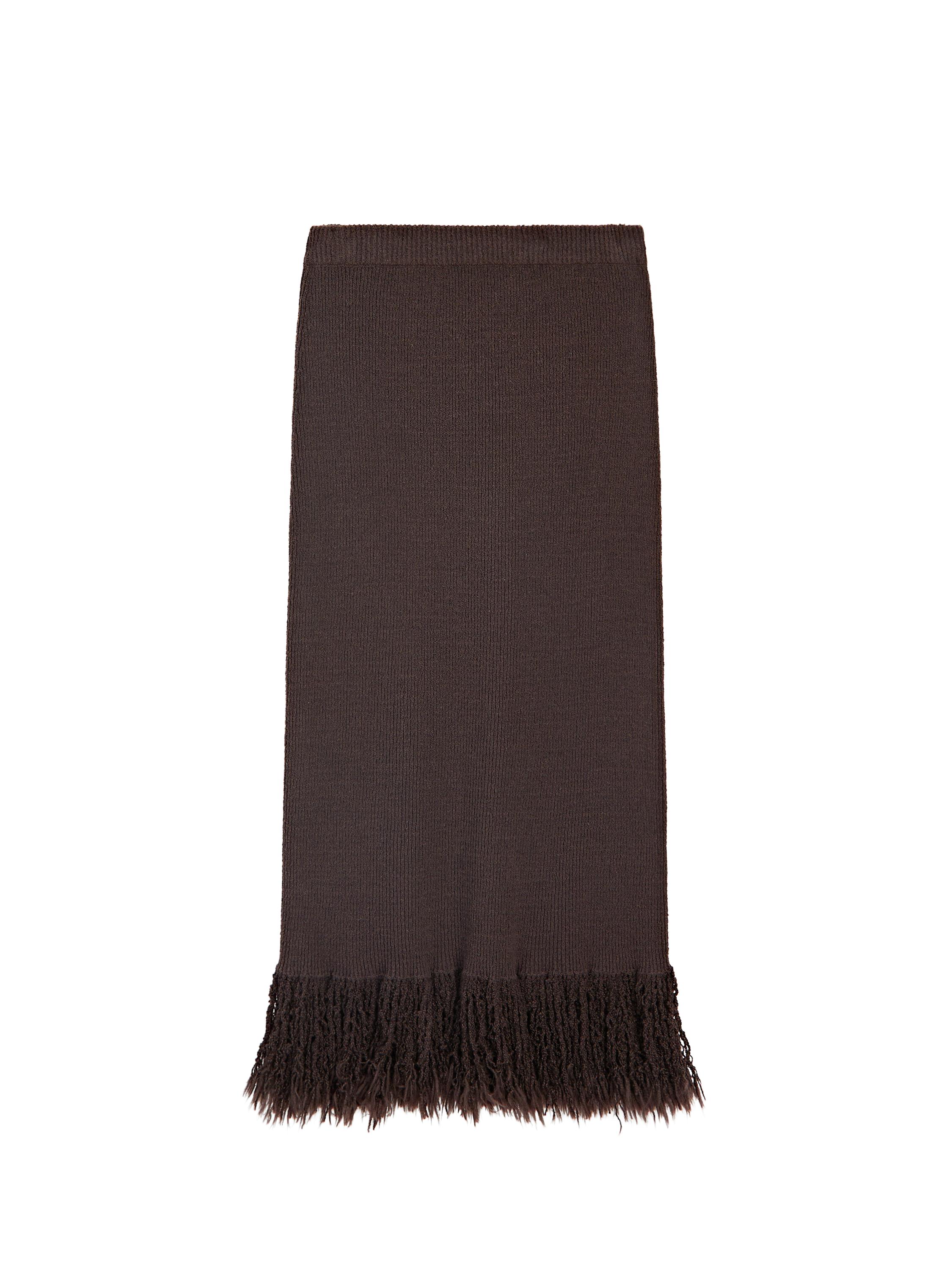 Long knit skirt with fringed hem
