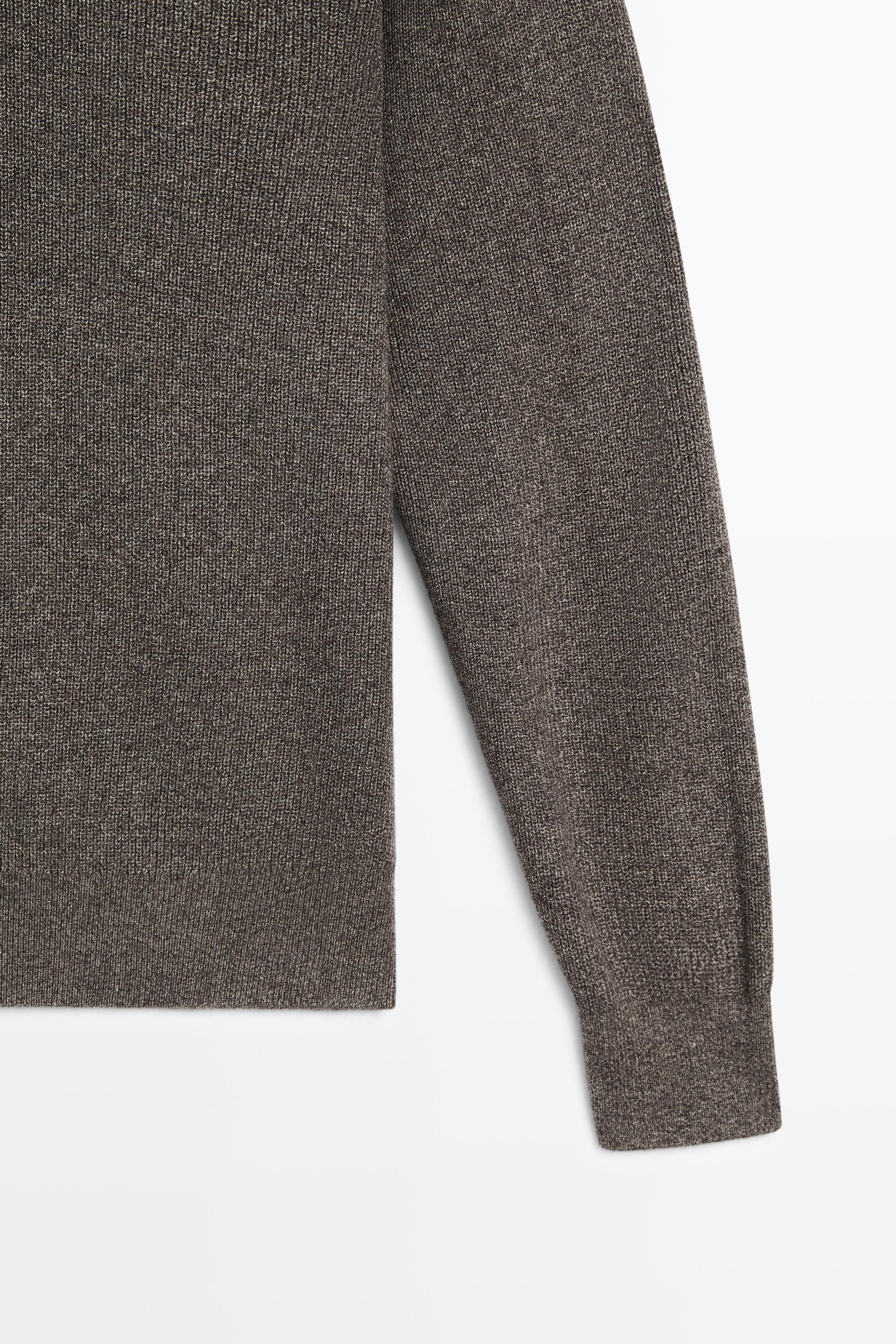 Mock neck knit sweater with zip — MINK