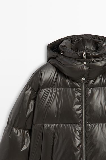 Down jacket with mitten detail — DARK MARL 4