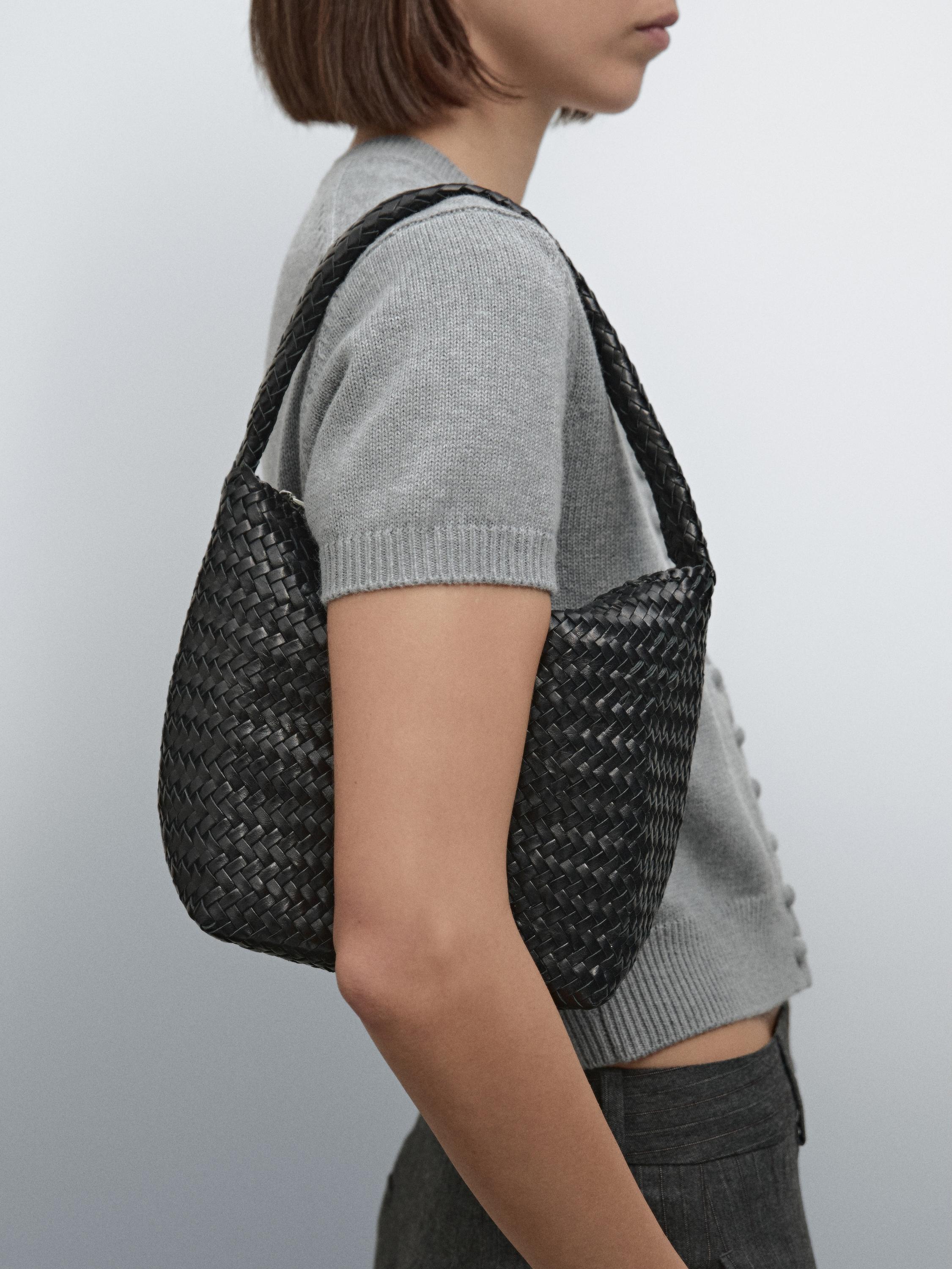 Bolso bucket trenzado piel napa