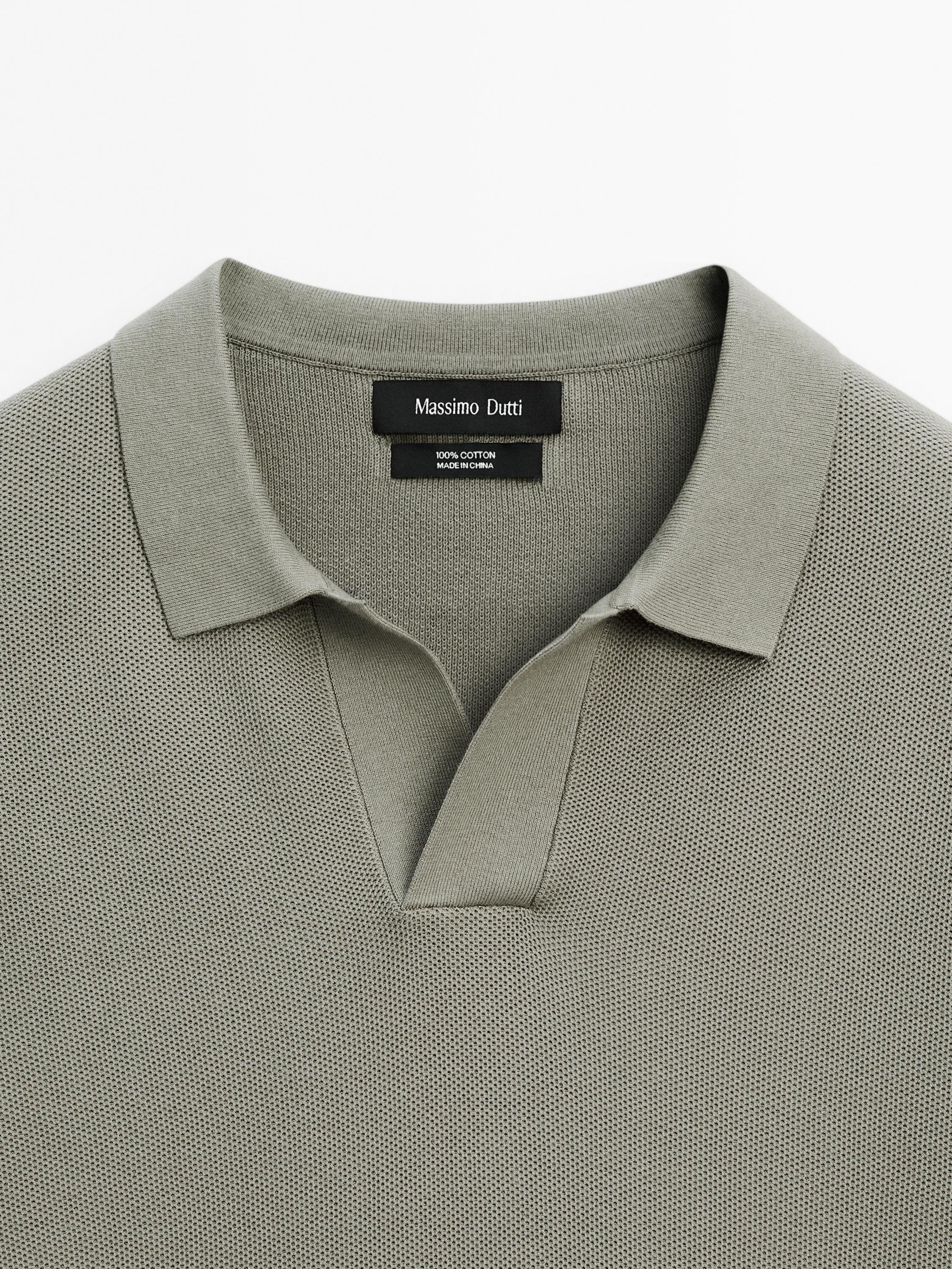 100% cotton knit polo collar sweater