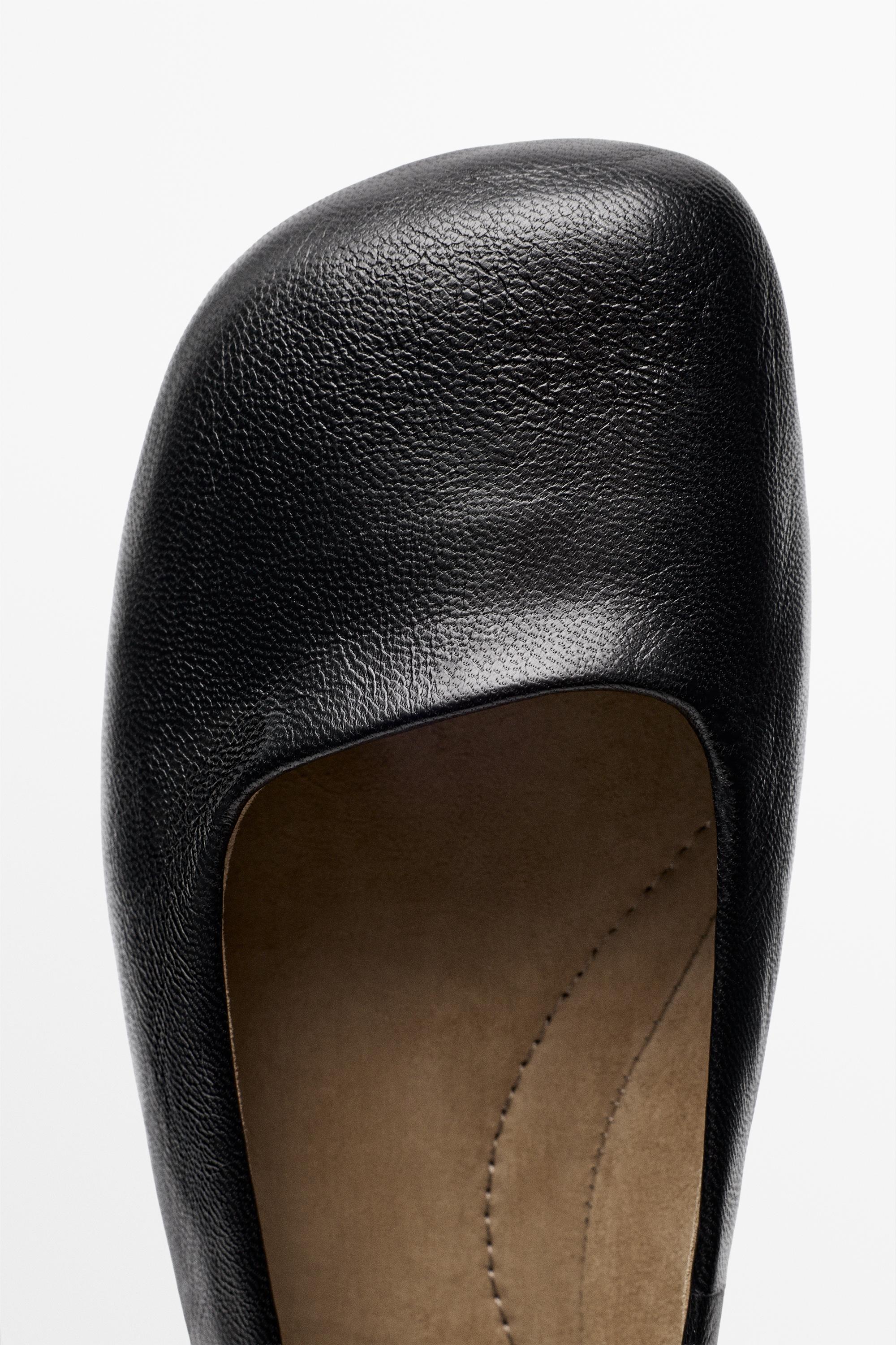 Square toe leather ballet flats · Black · Balletâ Flats | Massimo