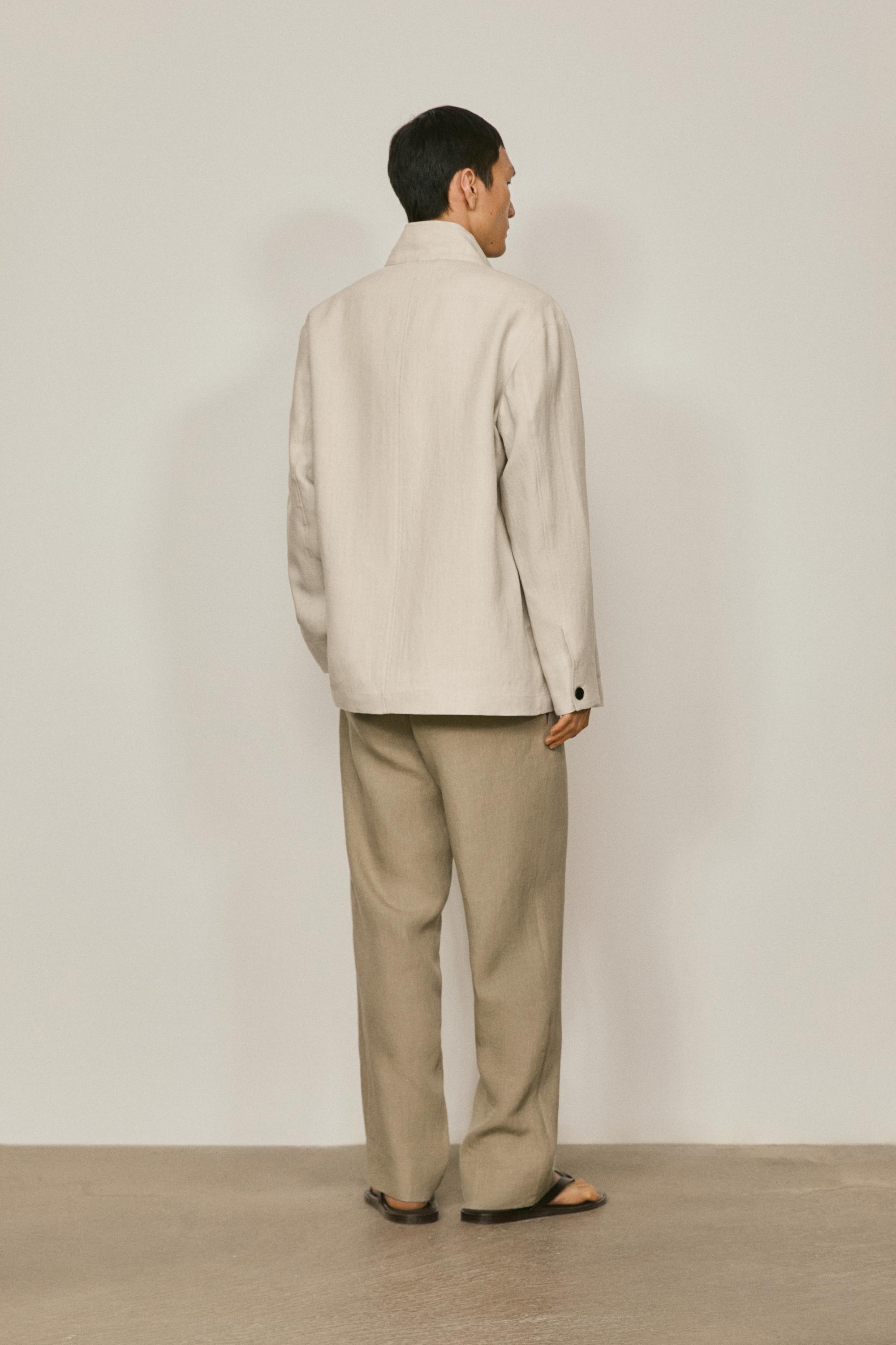 High neck linen jacket - LIMITED EDITION — SAND