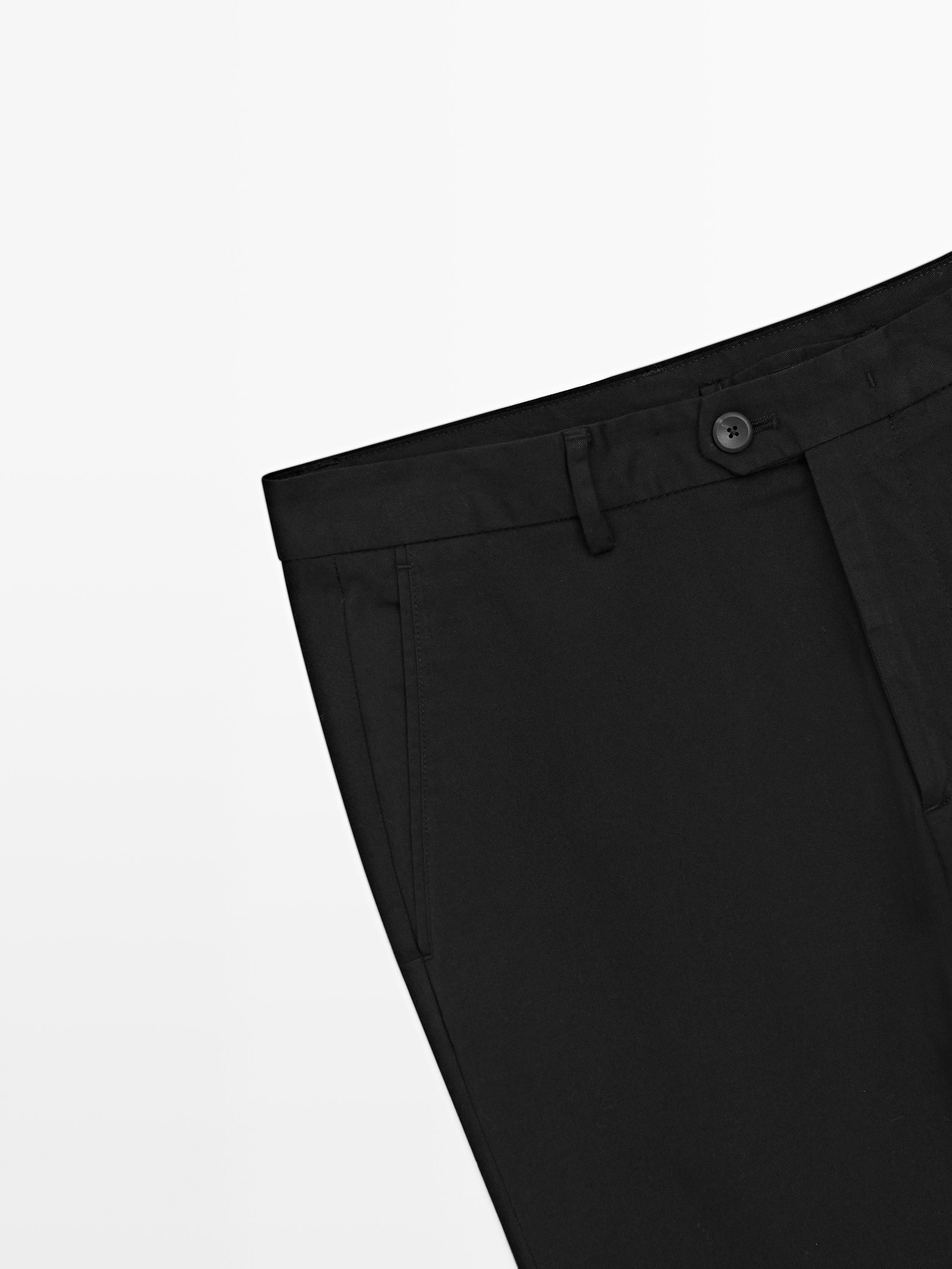 Slim fit cotton blend trousers