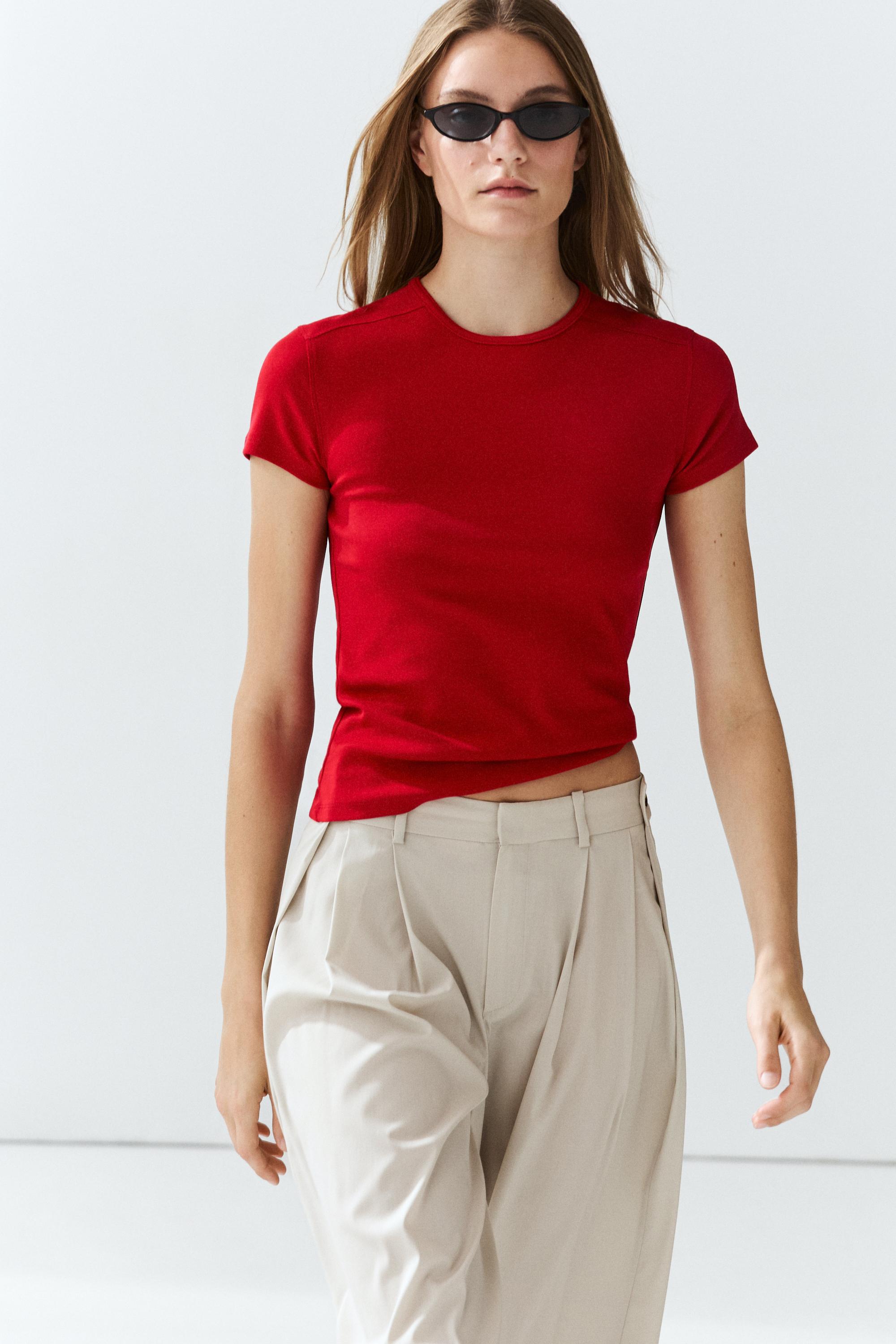 Short sleeve cotton blend T-shirt