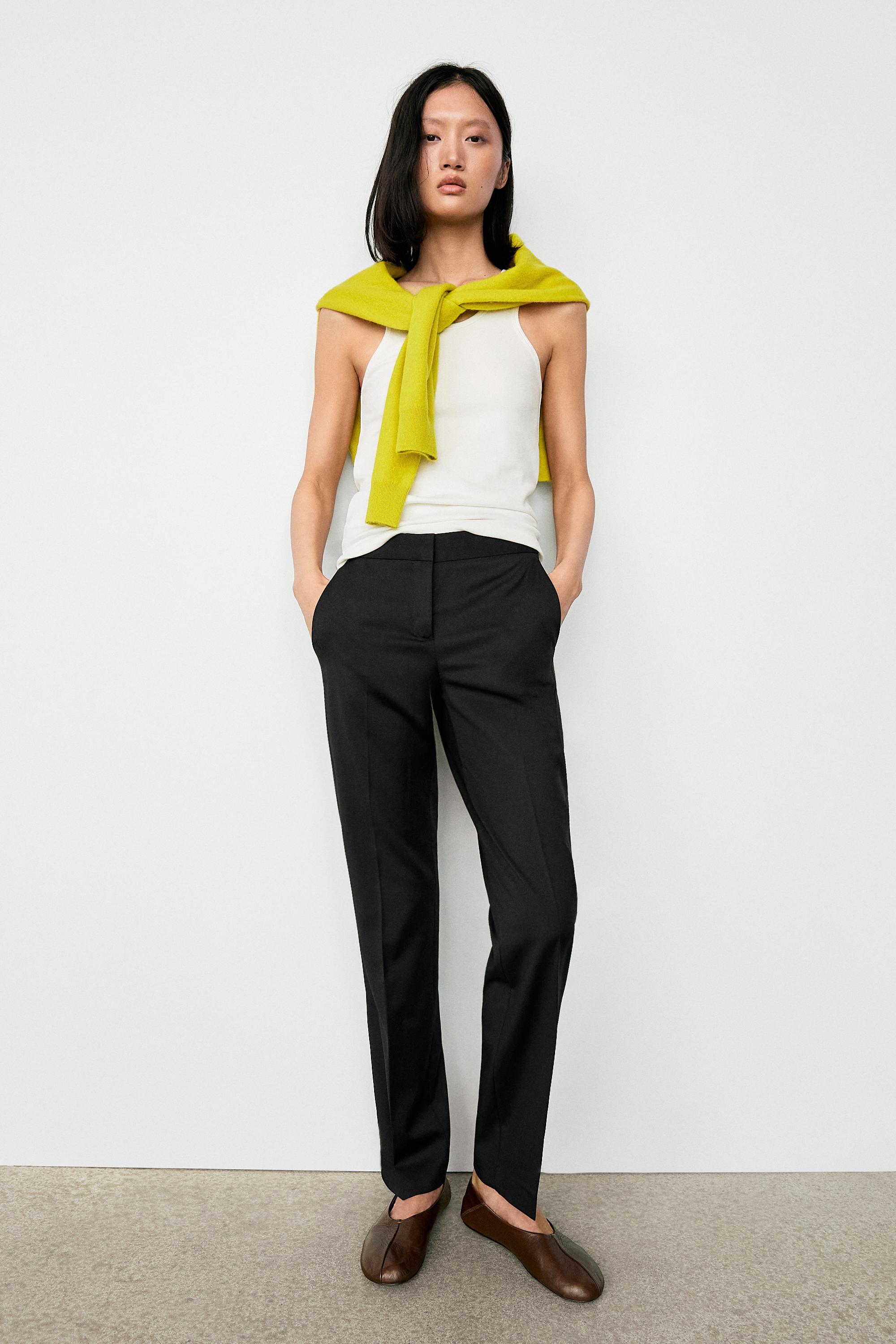 100% cool wool straight fit trousers — BLACK