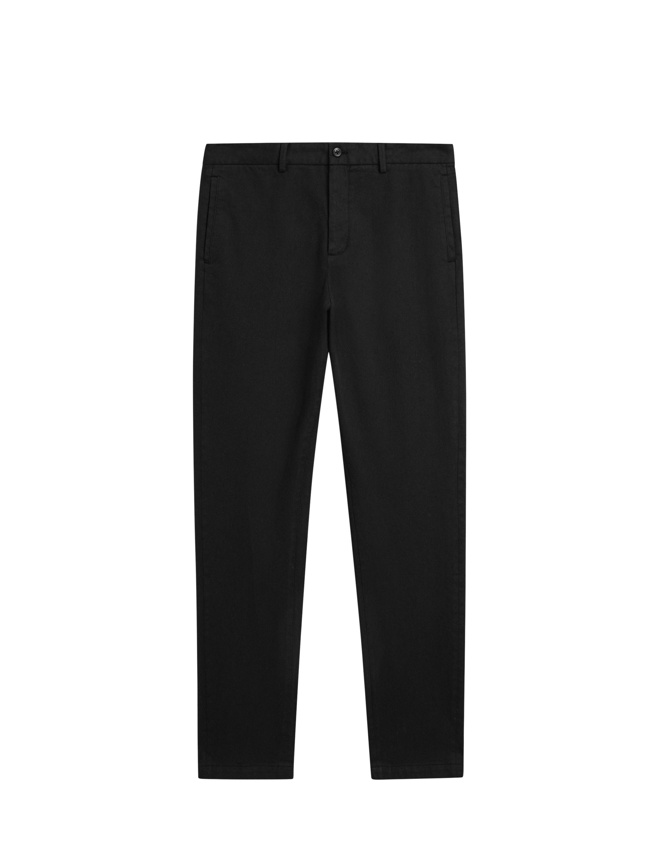 Cotton twill pants with elasticated waistband — BLACK
