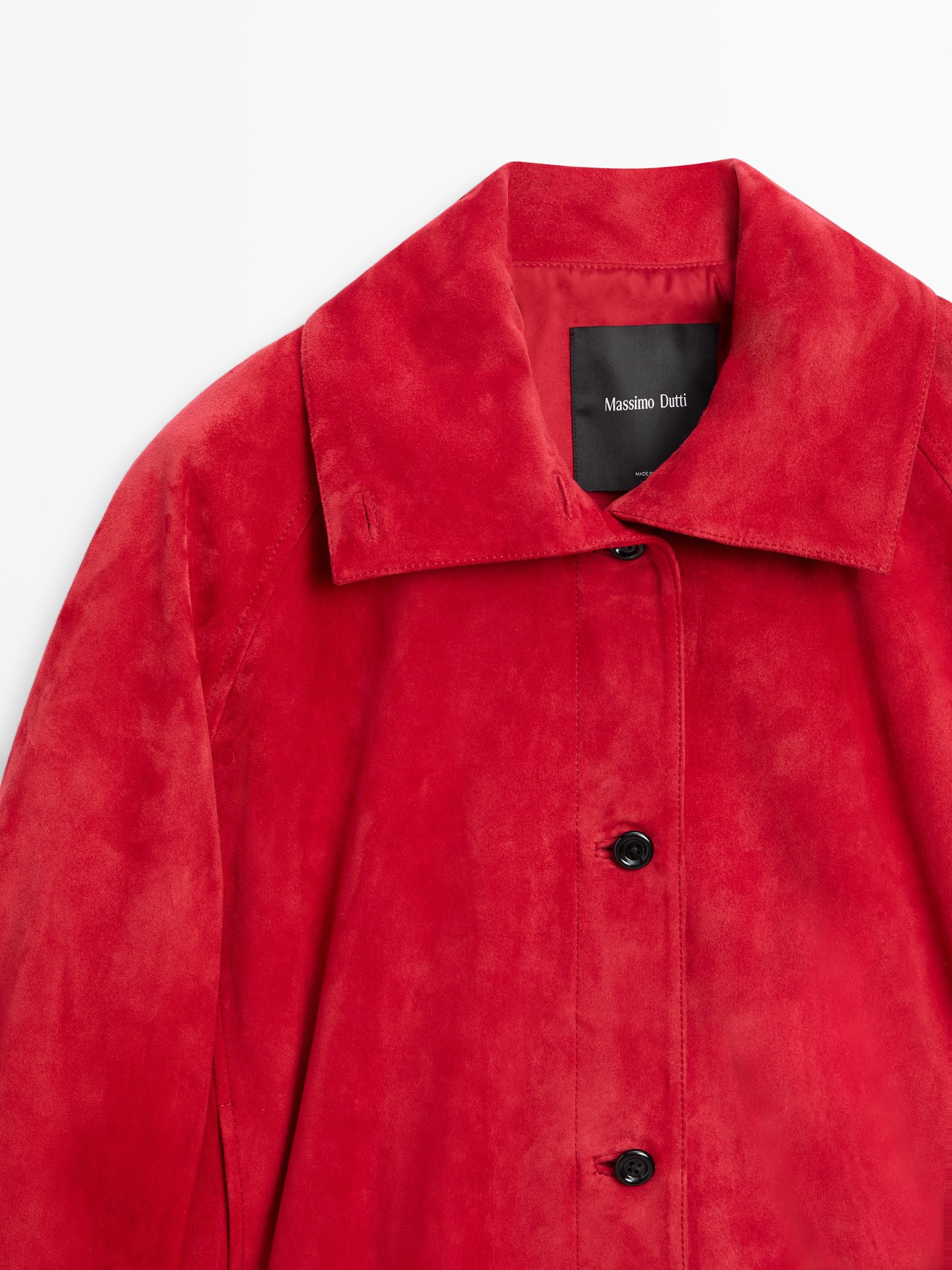 Suede leather bomber jacket · Red · Bomberâ Jacket | Massimo Dutti