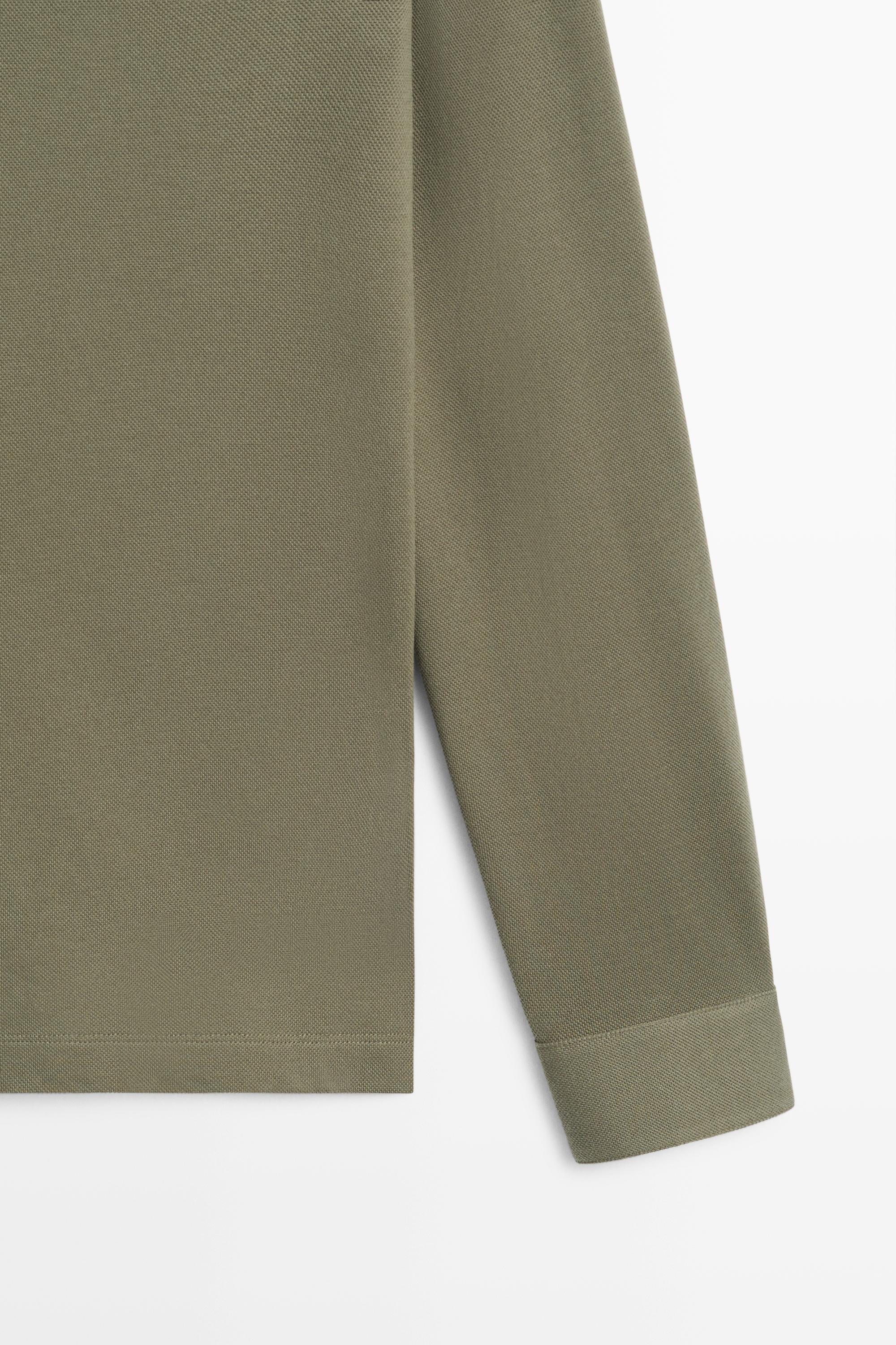 100% cotton micro-textured knit polo shirt — GREEN