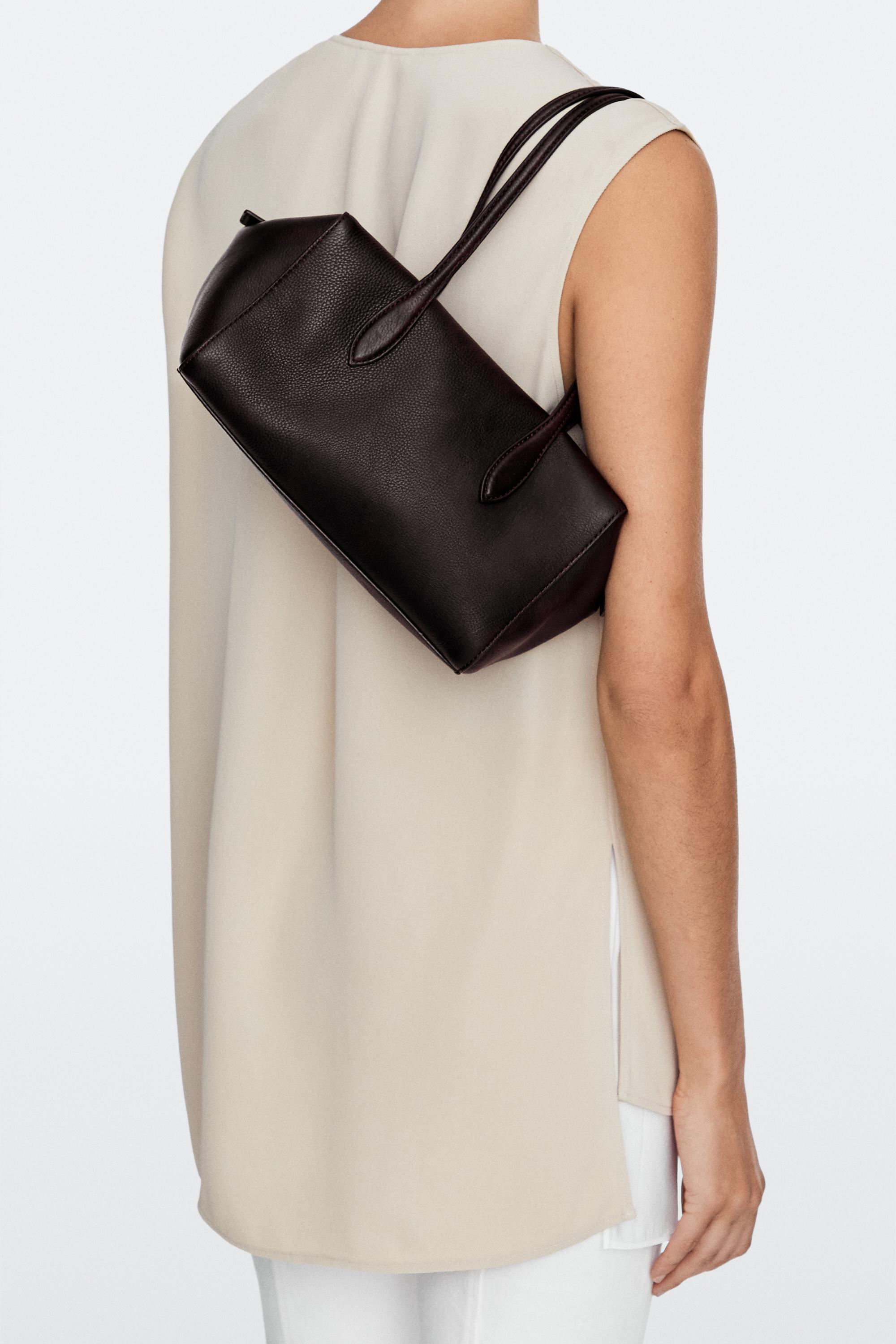 Nappa leather mini satchel — BROWN