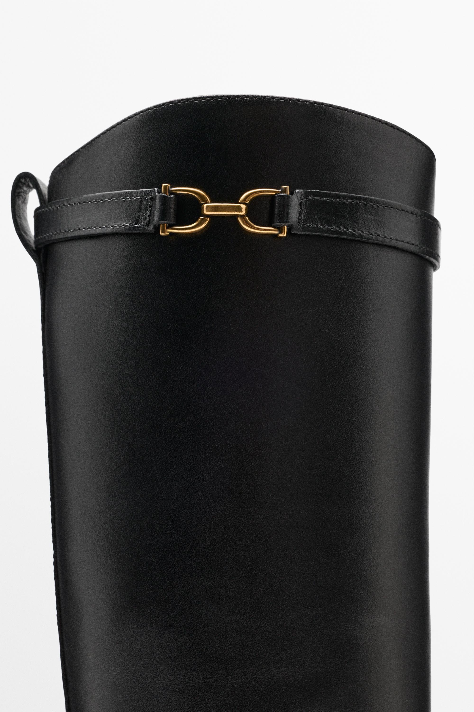 Leather riding boots — BLACK