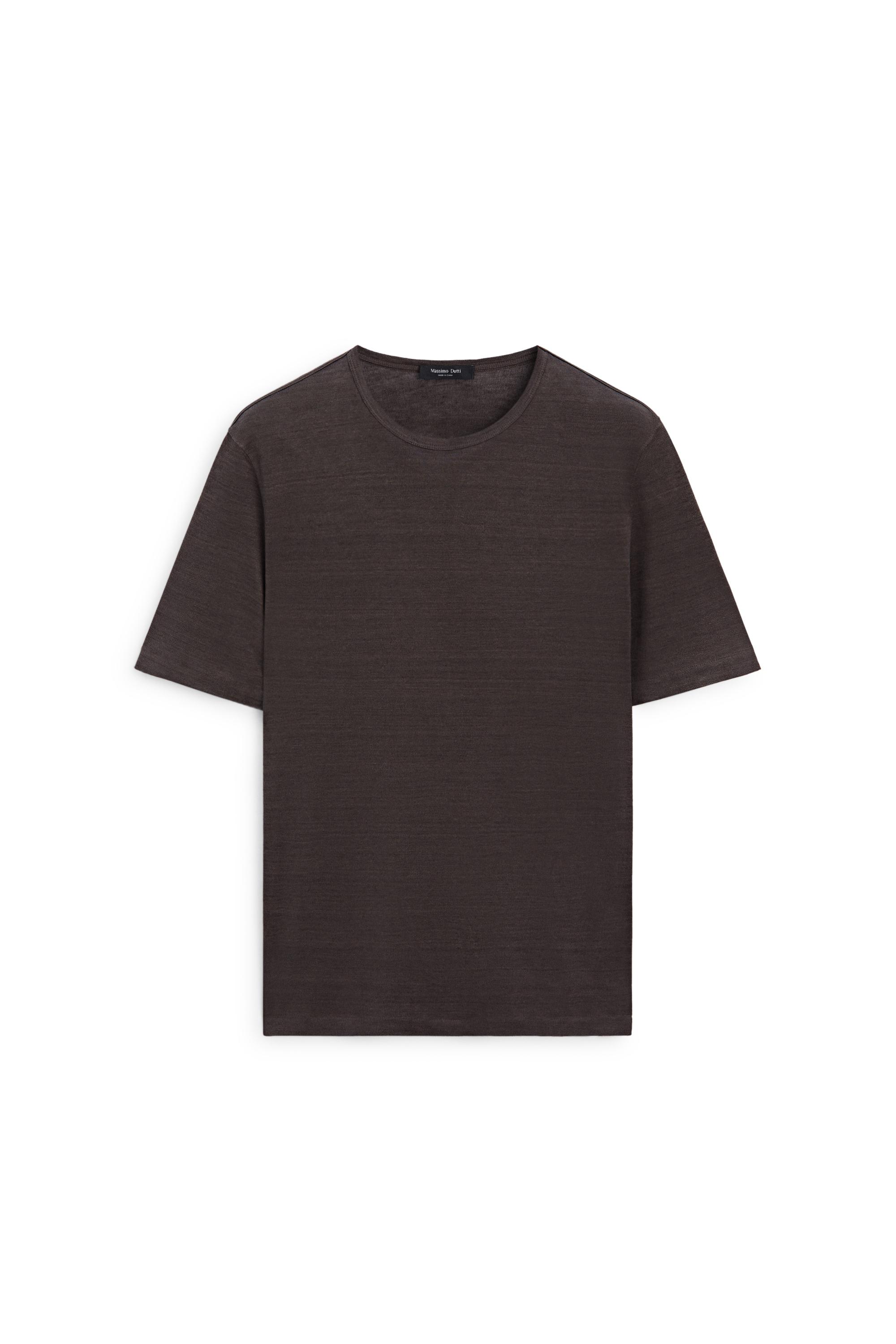 100% linen short sleeve T-shirt — BROWN