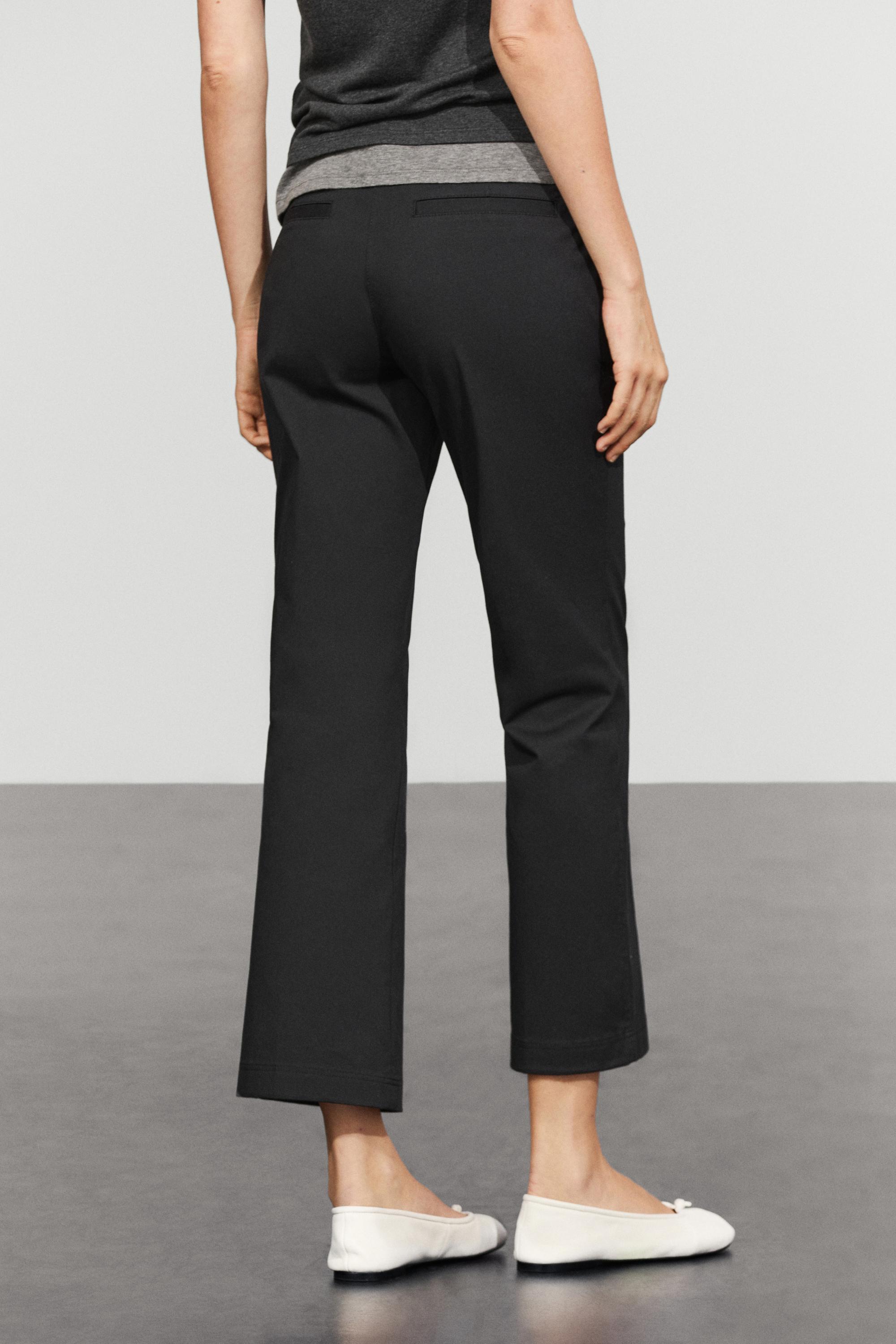 Cotton blend kick flare pants — BLACK