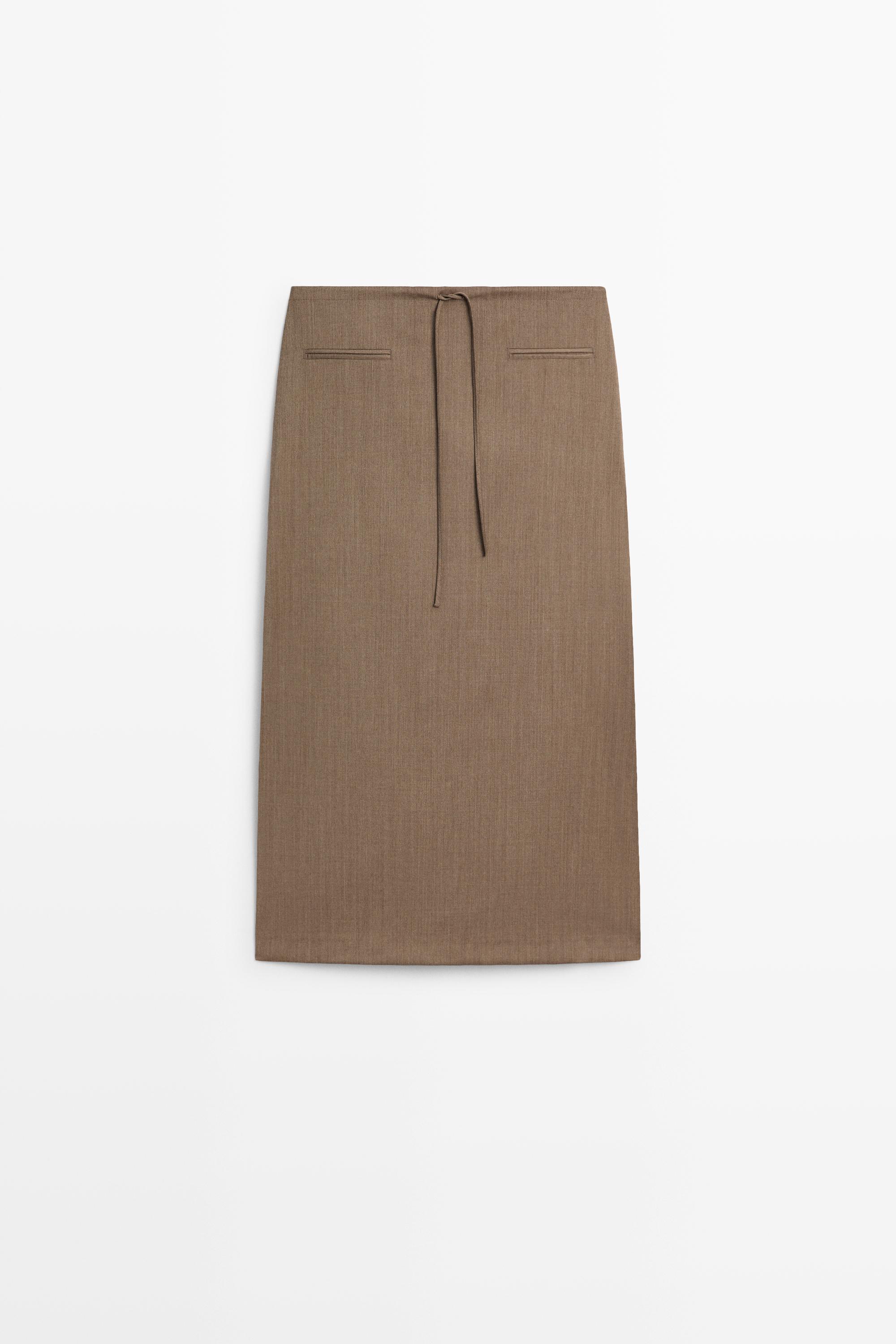 Falda midi cordón 100% lana
