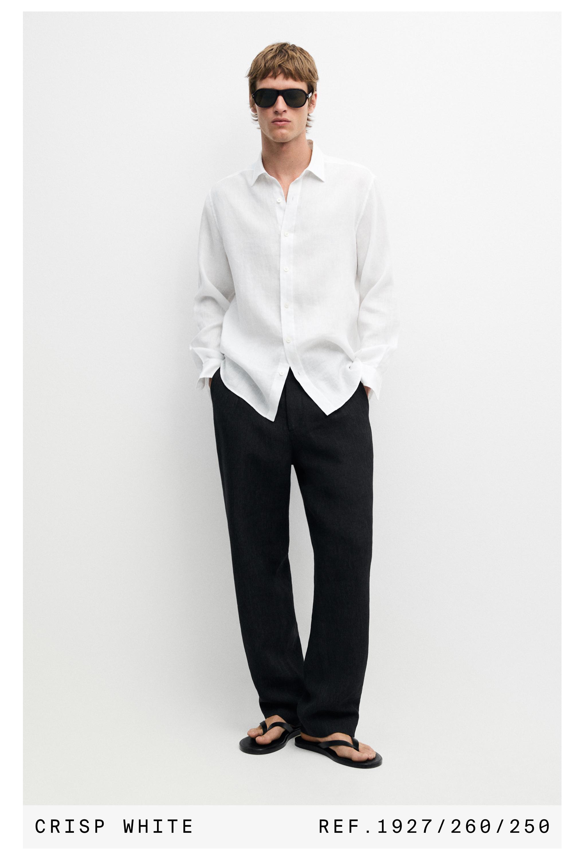100% linen slim fit shirt — WHITE