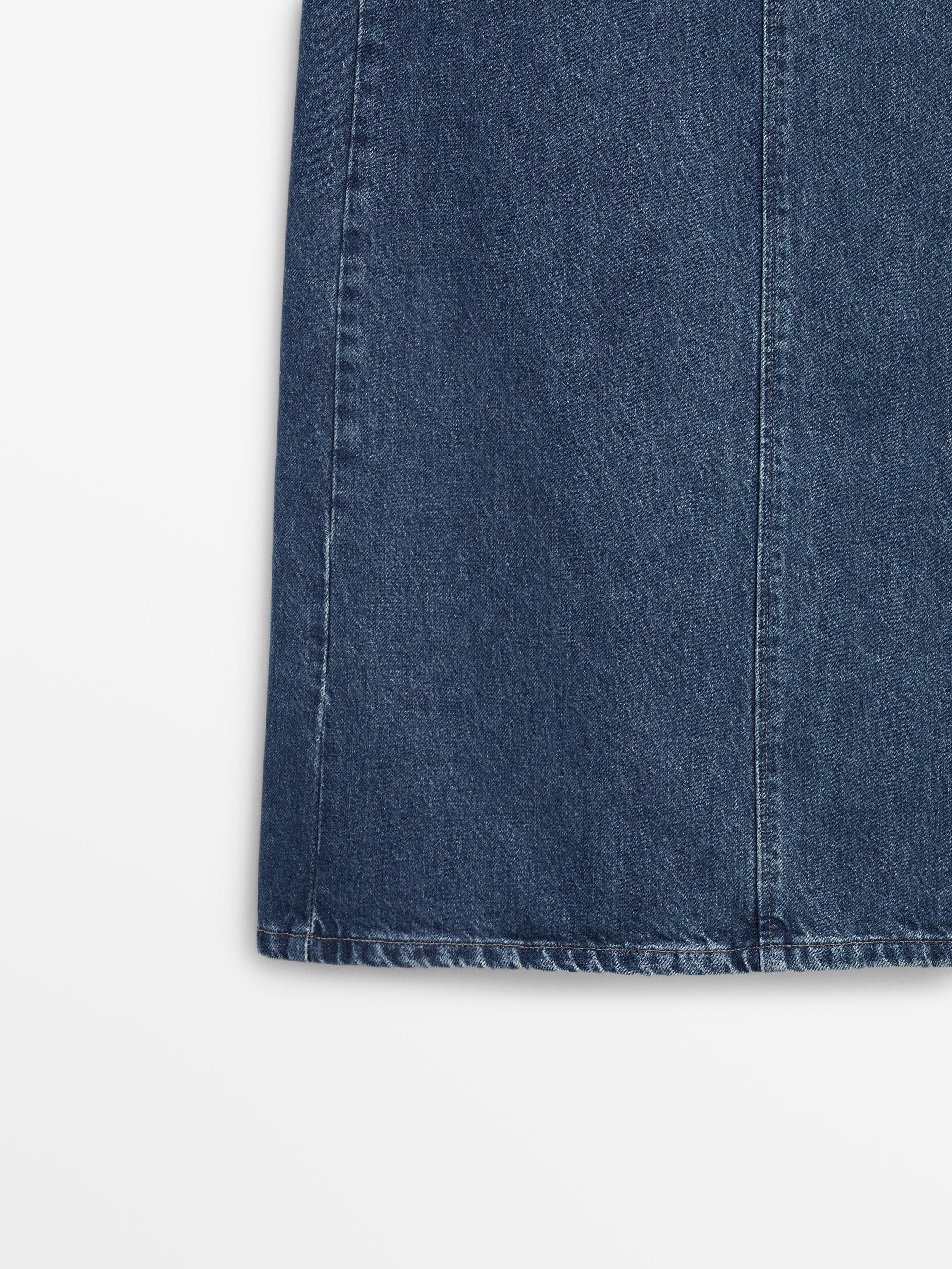 Straight-fit denim carpenter skirt