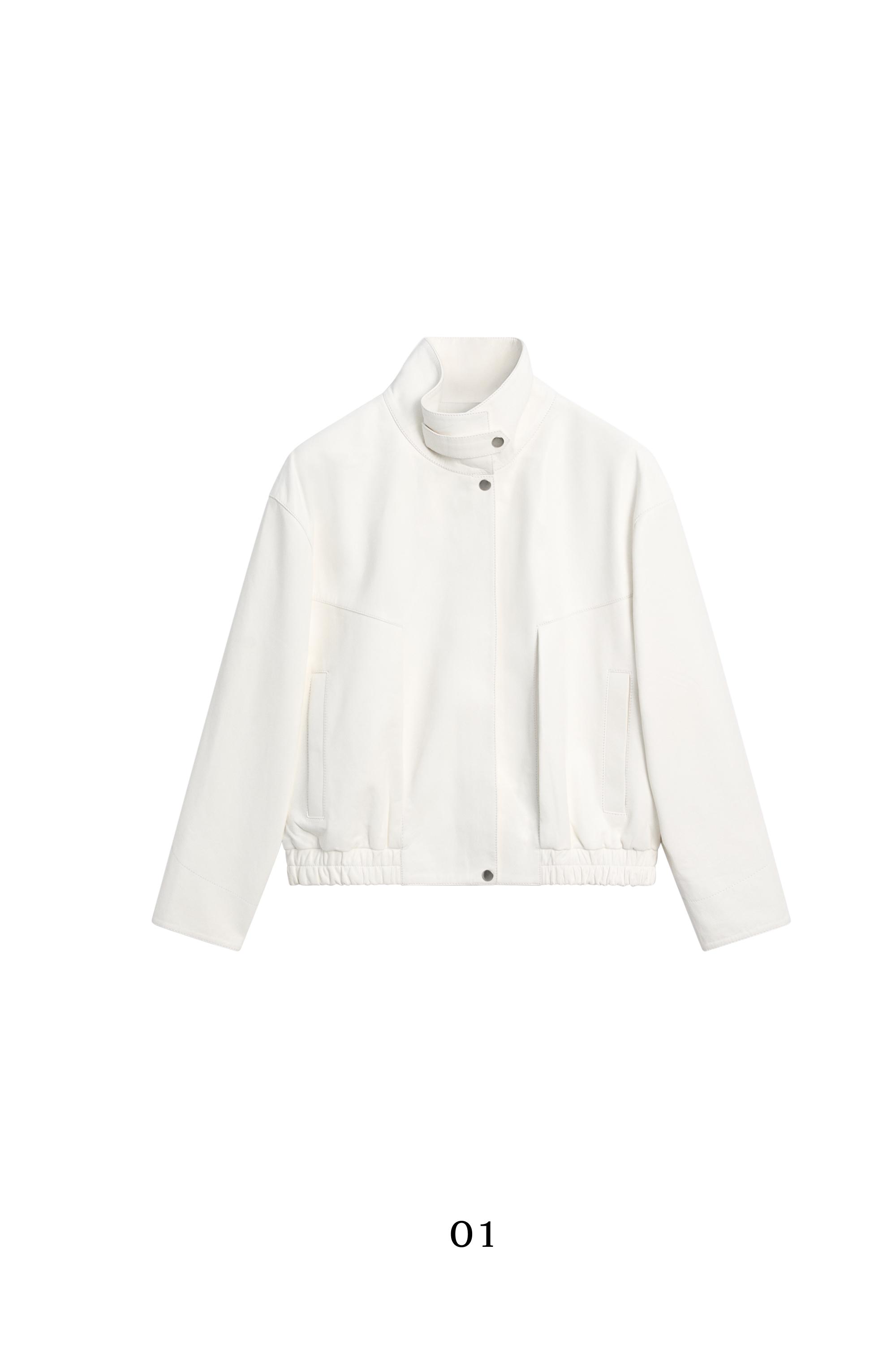 Nappa leather bomber jacket — WHITE