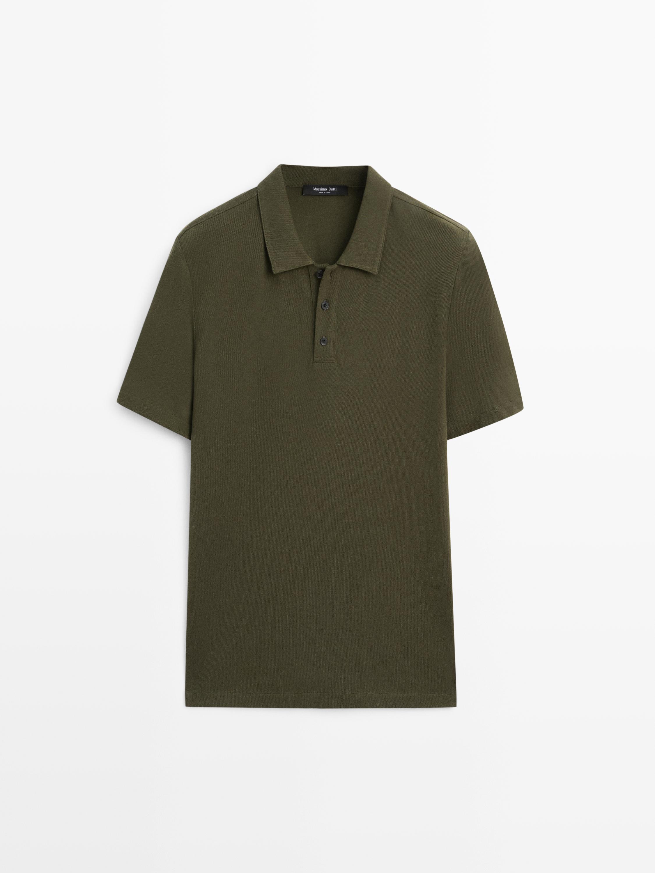 Mikro dokulu pamuk karışımlı polo t-shirt