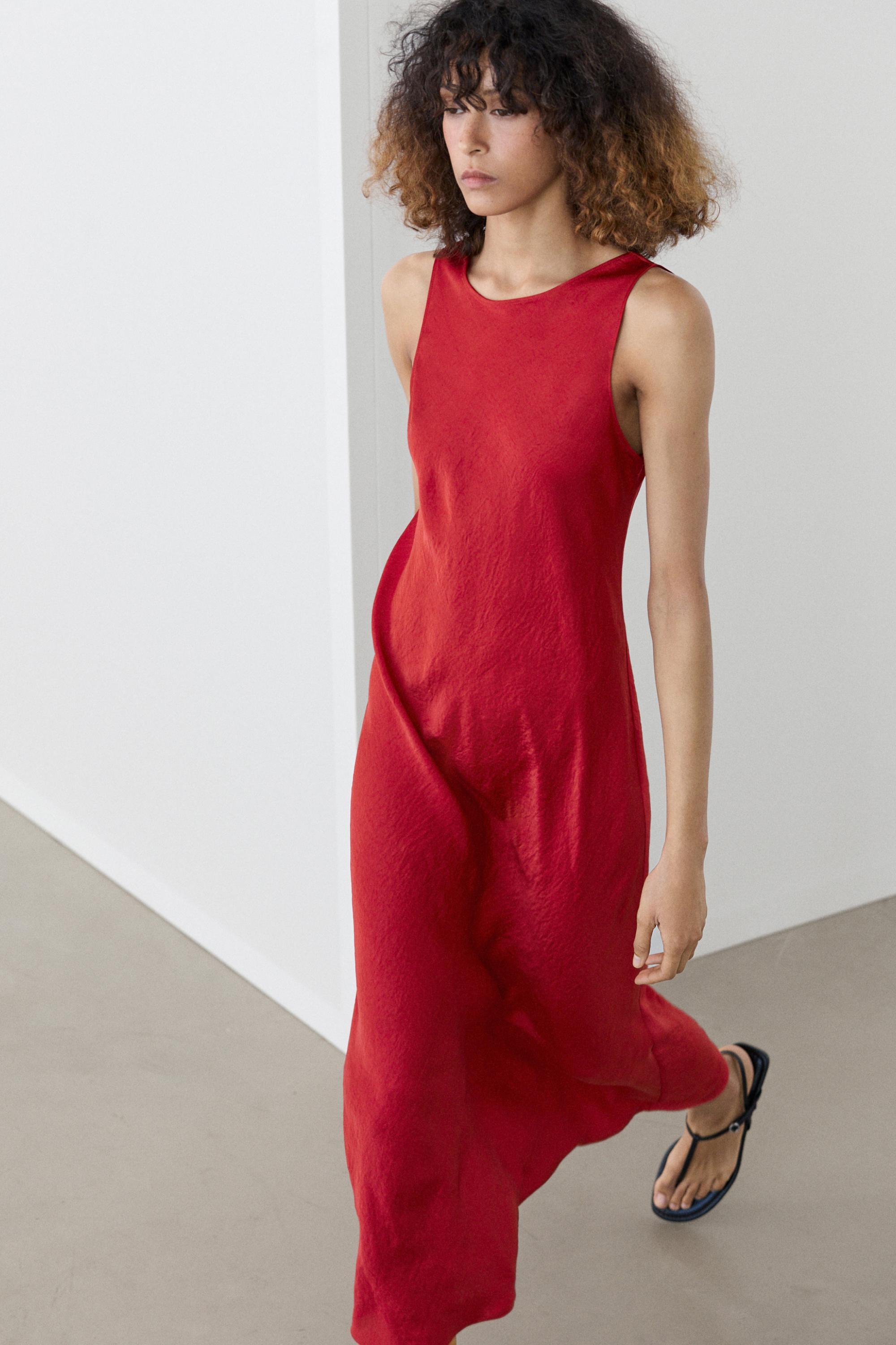 Flowing midi dress — Red