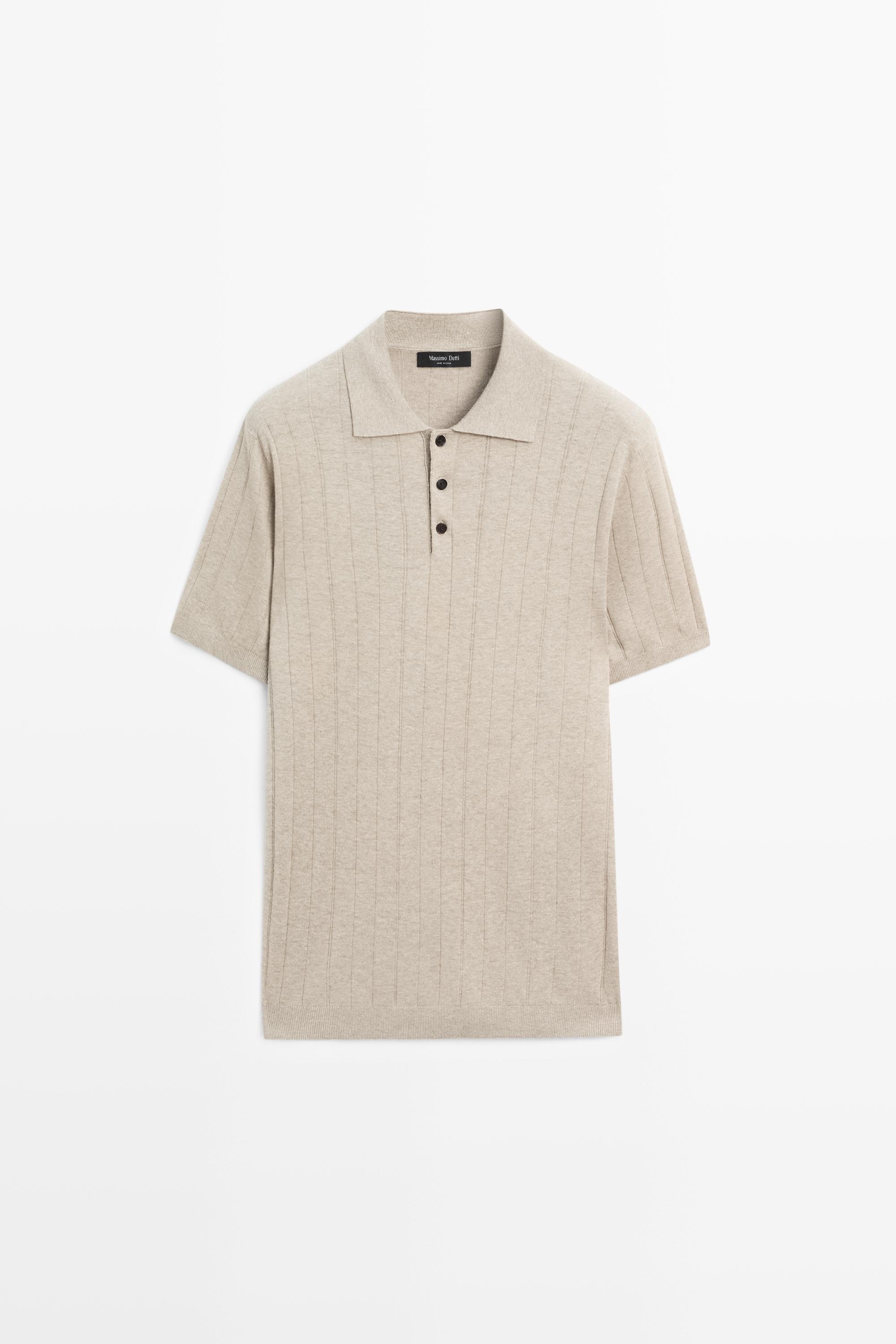 Knit cotton blend polo shirt with short sleeves — Washed