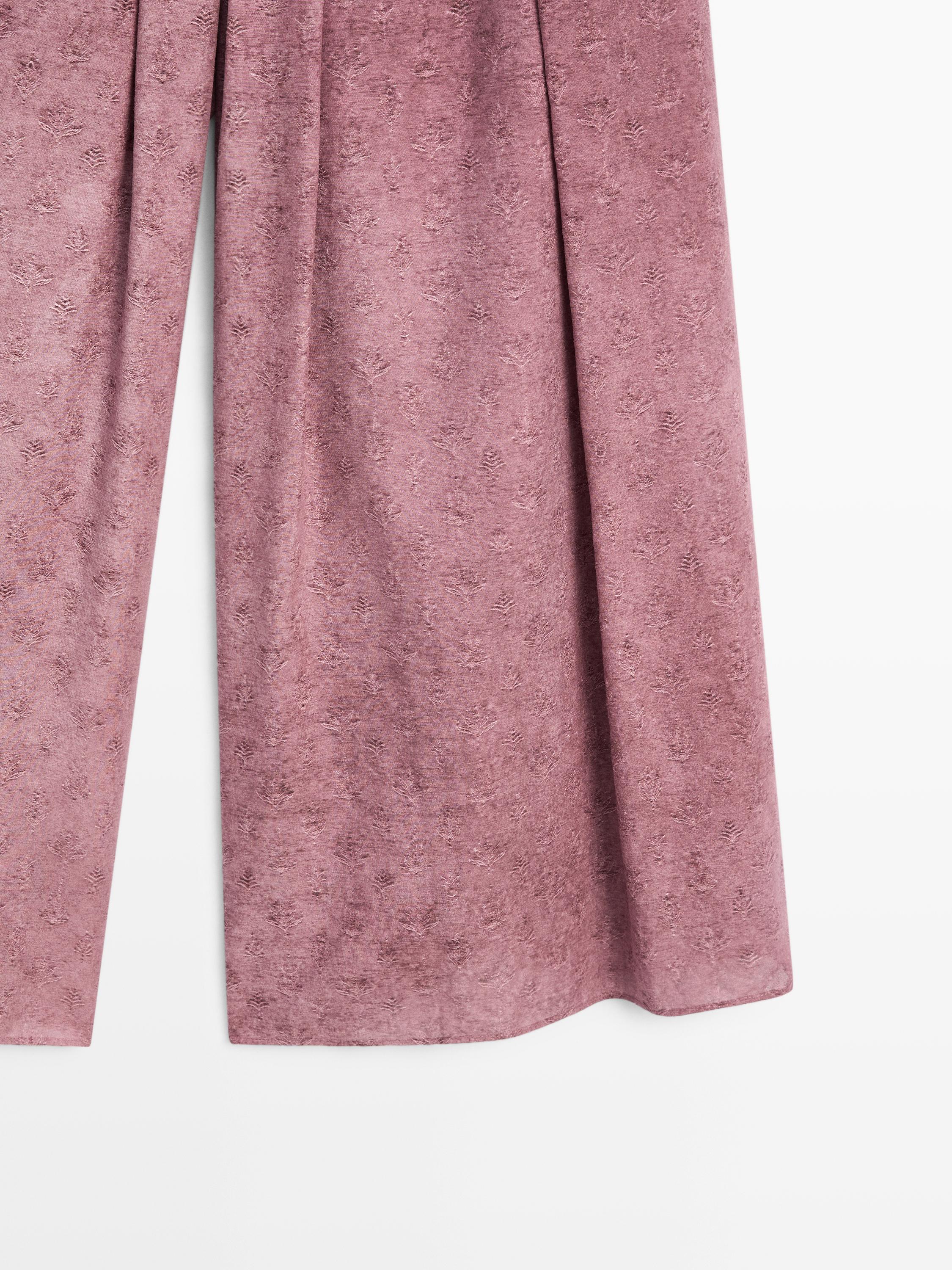Pantalon jacquard large et fluide