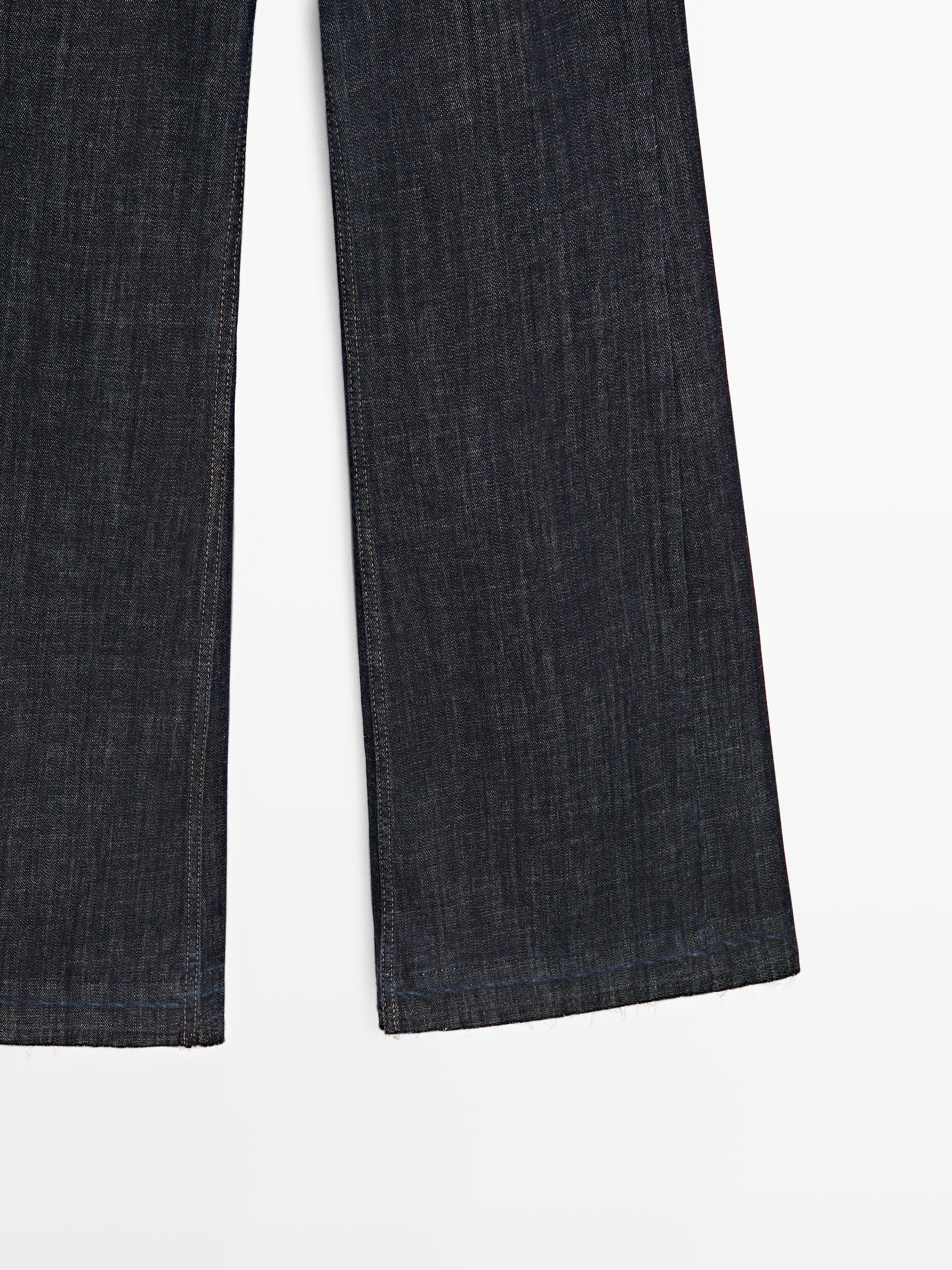 Flared high-waist jeans — DARK BLUE