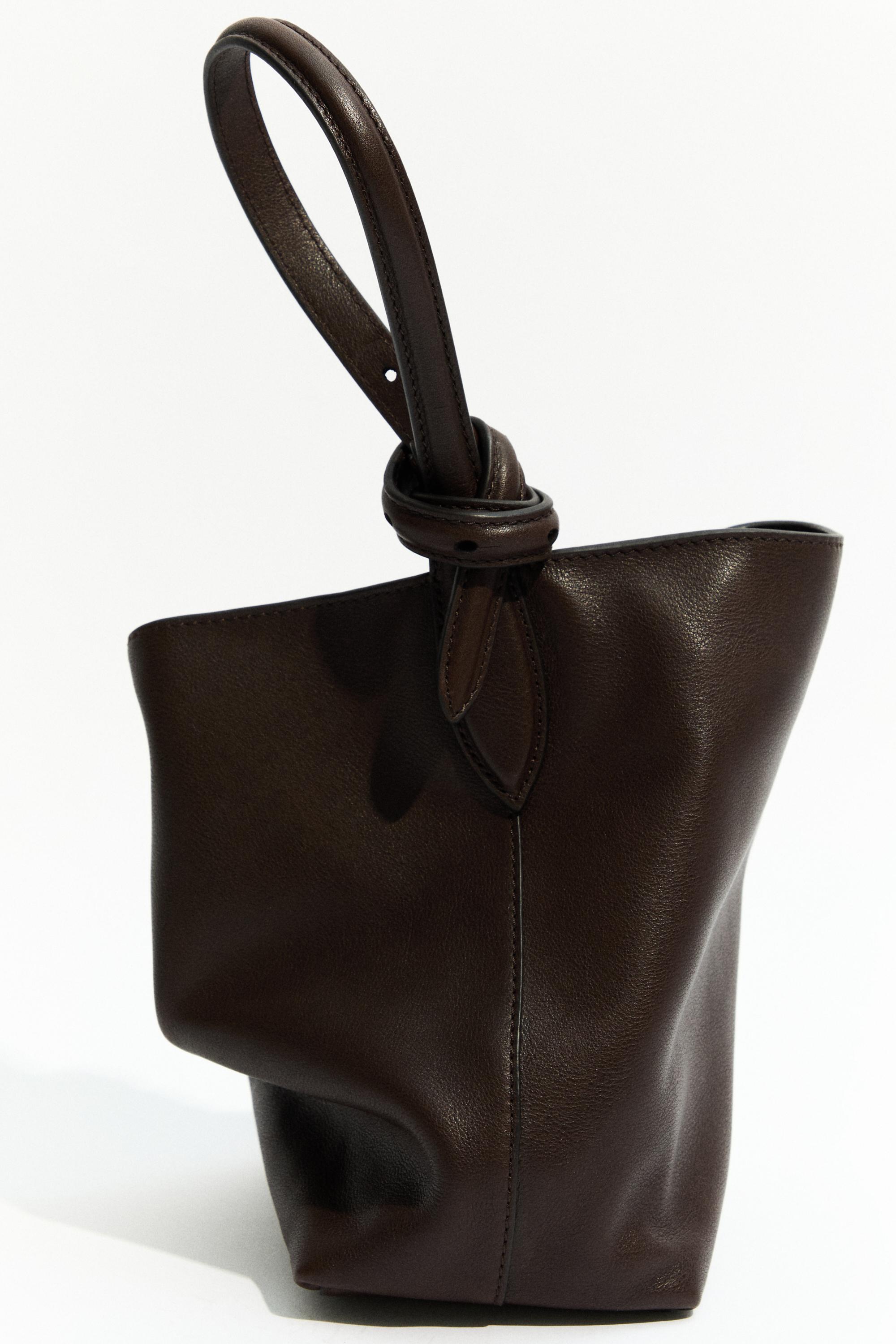 Nappa leather bucket bag — BROWN