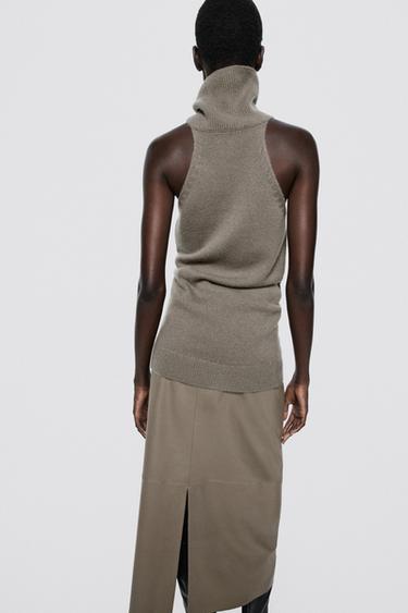 100% Cashmere Halter Knit Top - LIMITED EDITION — MOLE BROWN 4