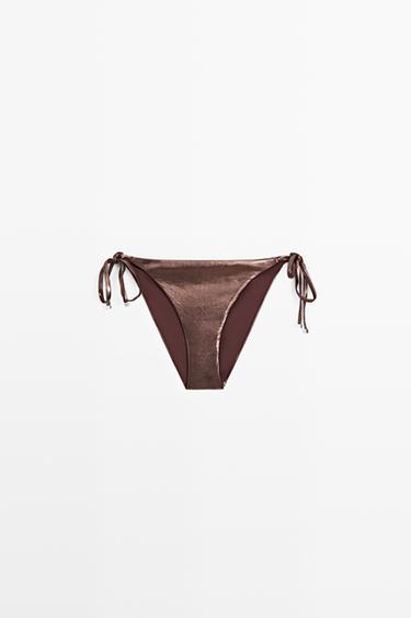 Metallic triangle bikini set — BROWN 6
