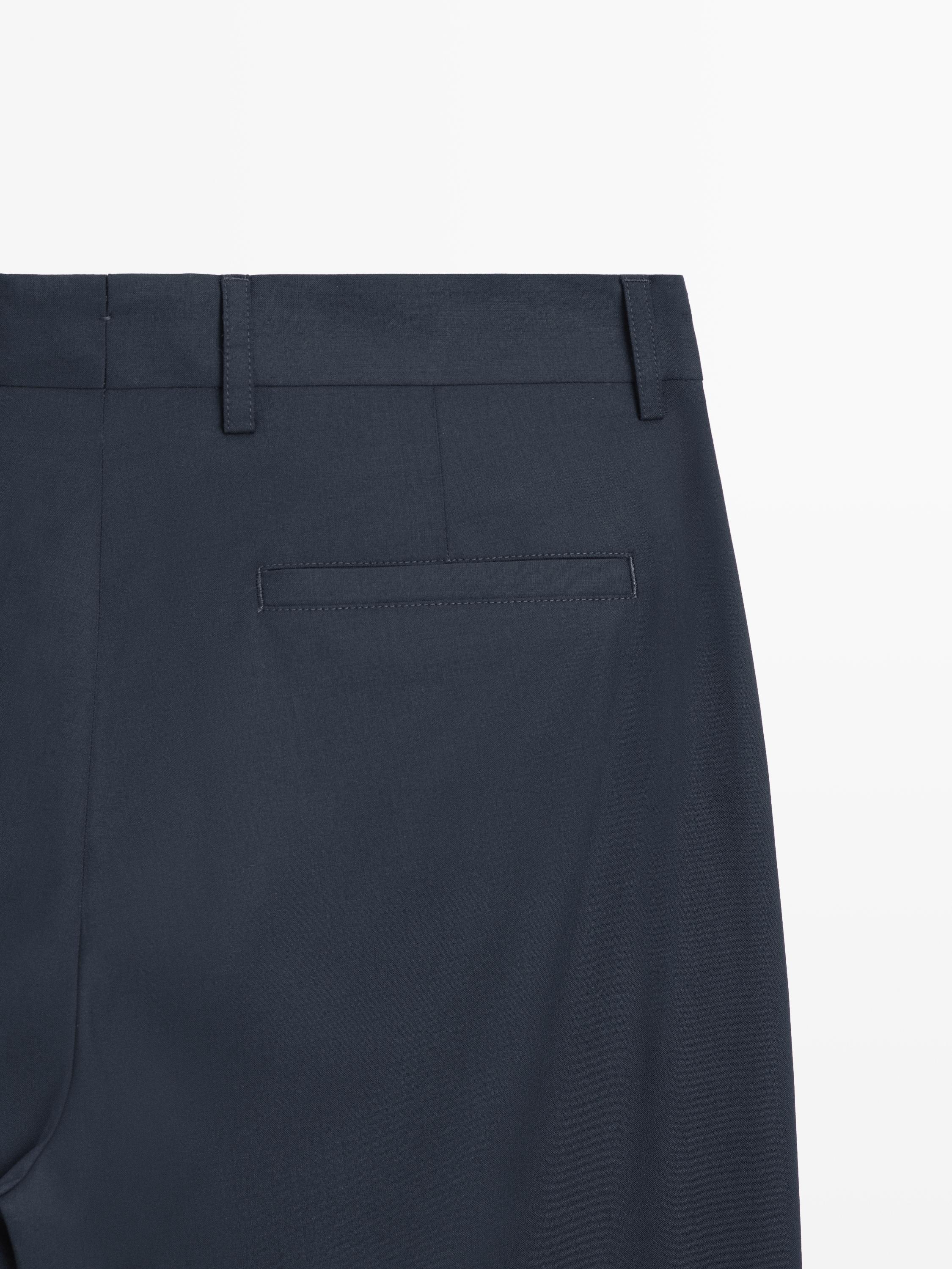 Wide-leg cool wool suit trousers — NAVY BLUE
