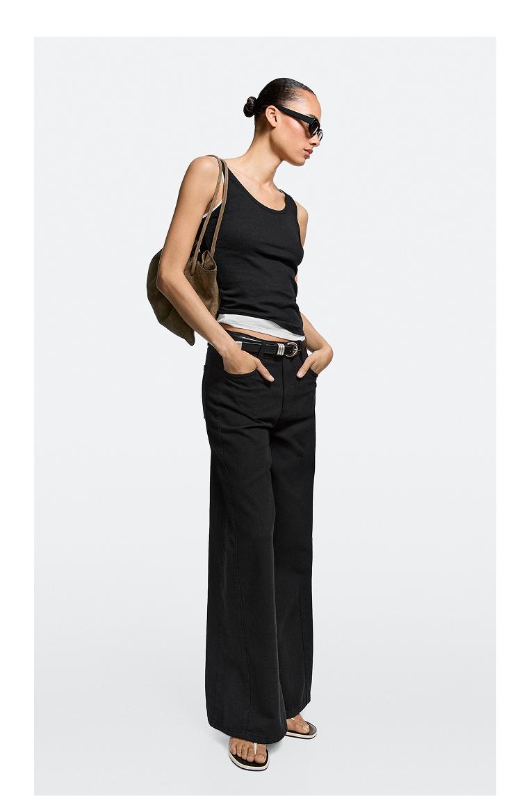 Flowy wide-leg jeans — BLACK