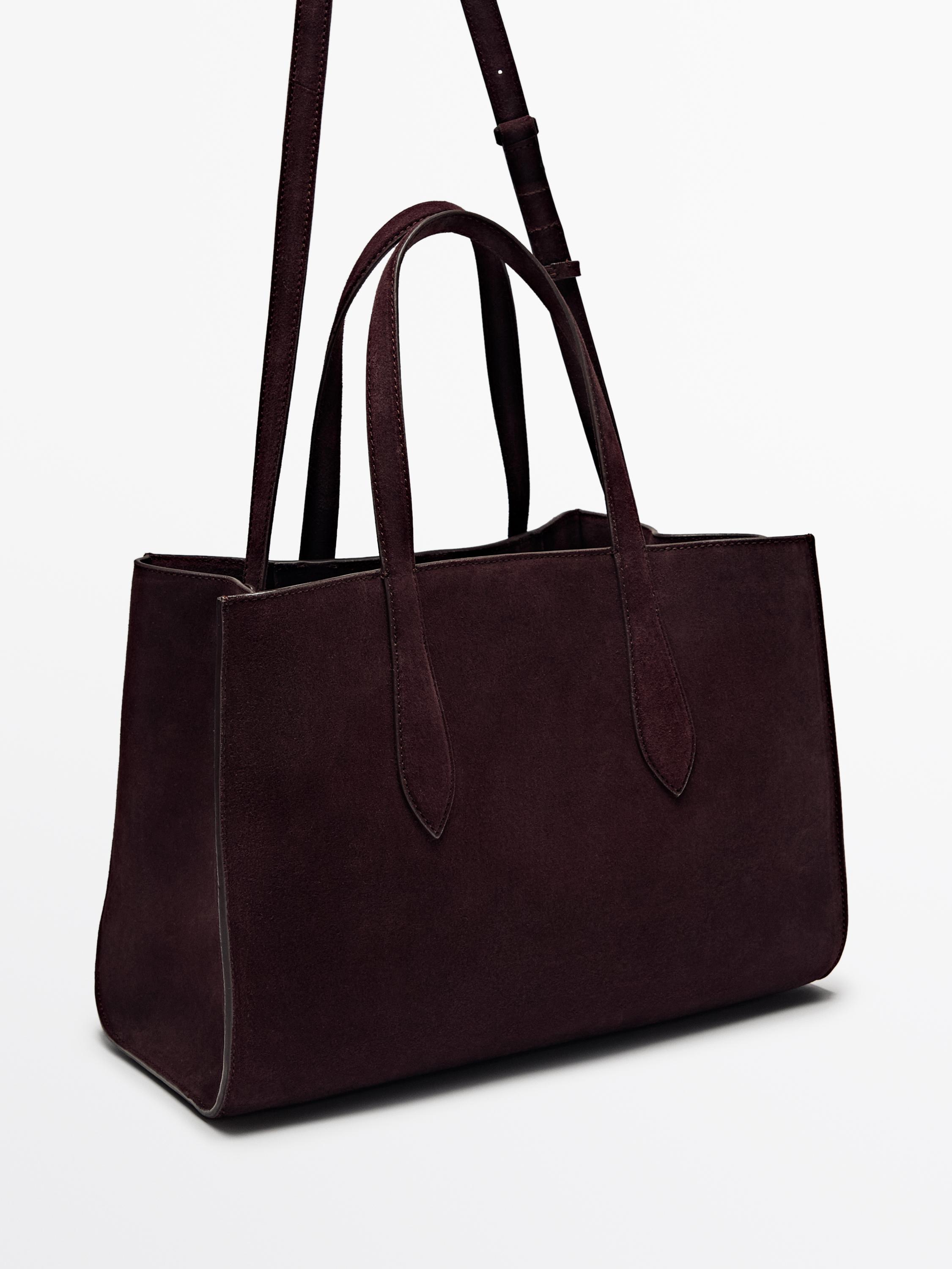 Half icon split suede bag