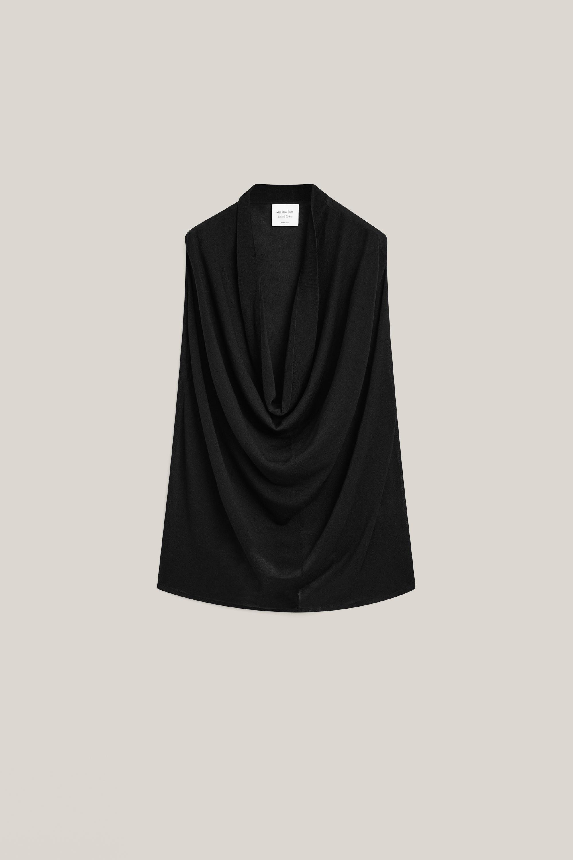 Silk blend top with cowl neckline - LIMITED EDITION — BLACK
