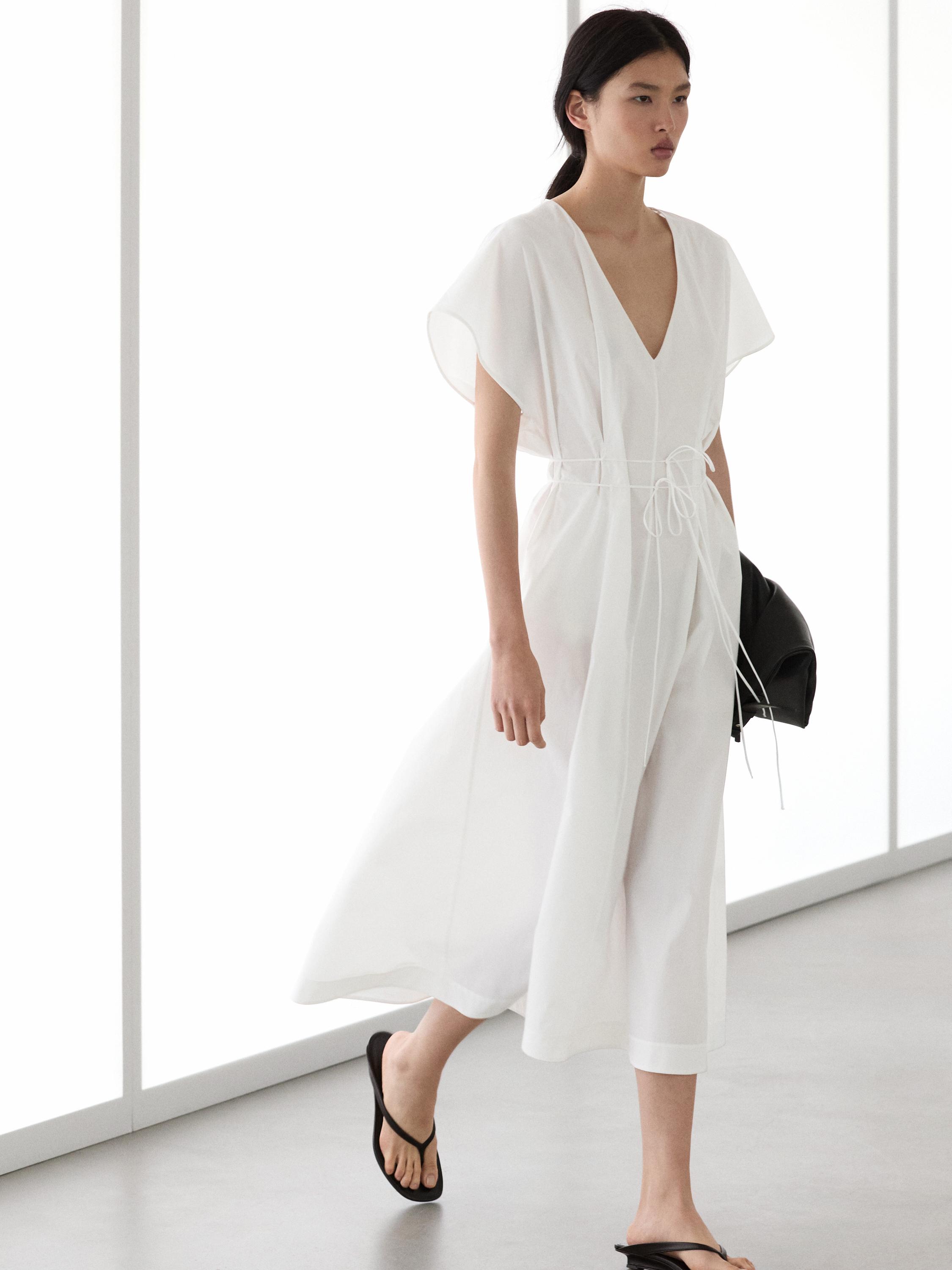 white flared midi dress Ayla Cotton Fit And Flare Midi Dress - White main image 0