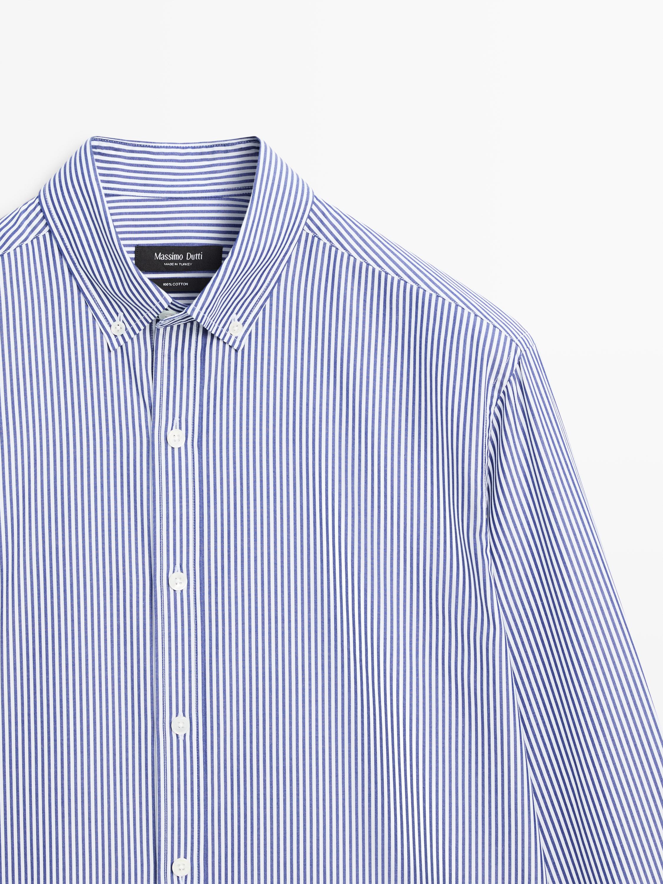 Regular fit striped shirt with button-down collar