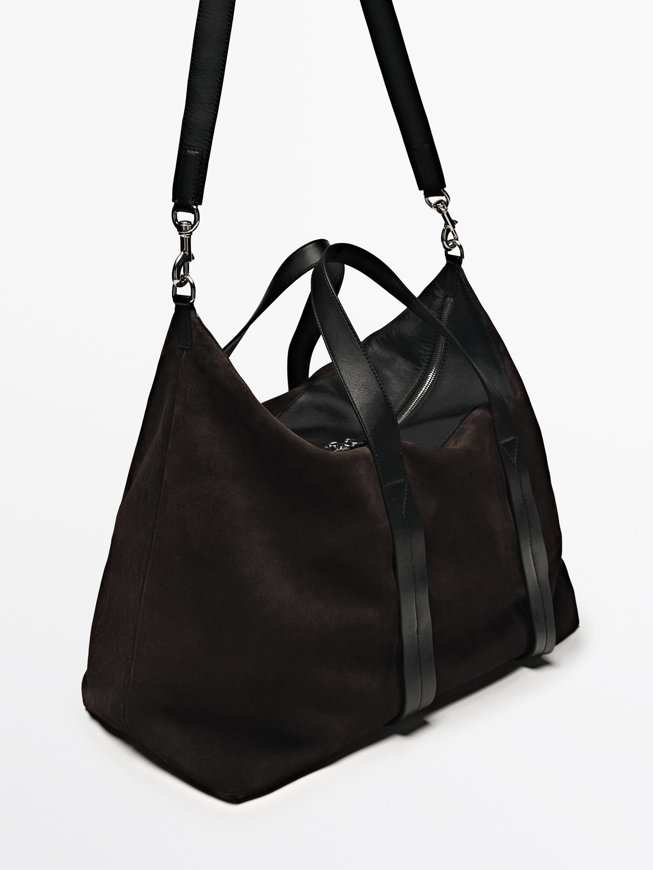Borsa Boxer in pelle scamosciata