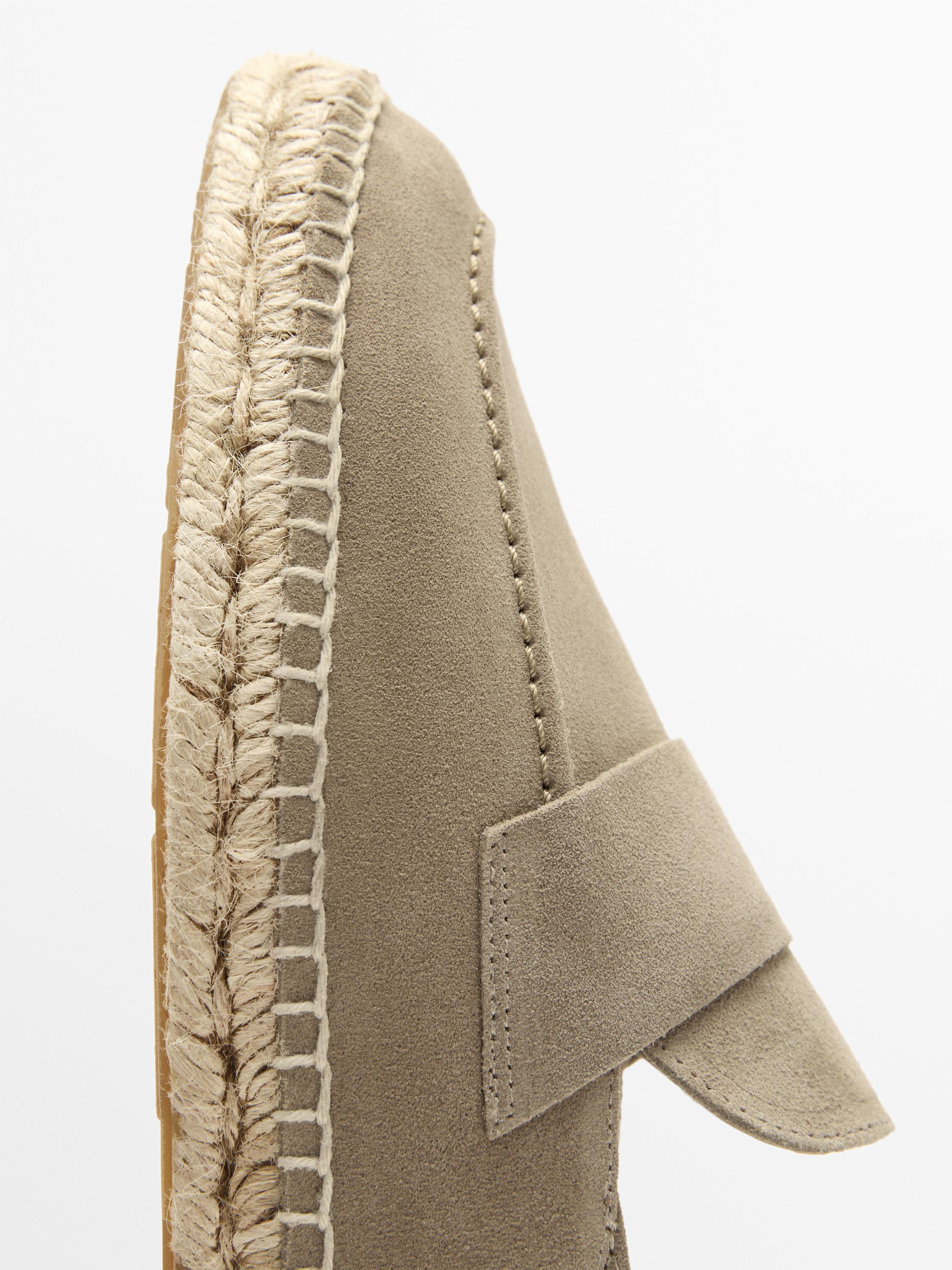 Split suede leather espadrille with piece — SAND