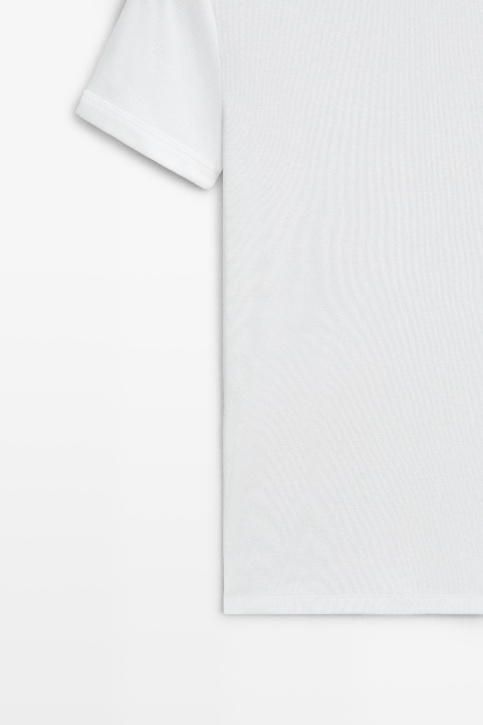 Ribbed short sleeve T-shirt — Off white