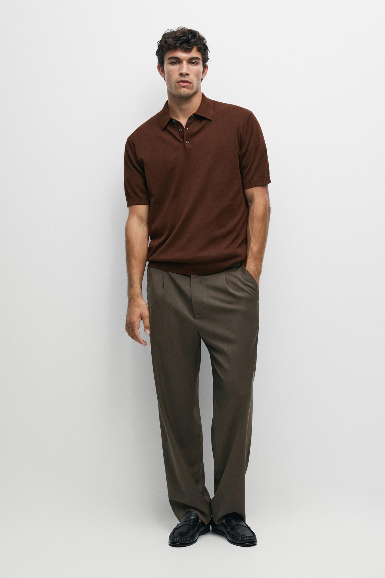 100% cotton knit polo sweater — BRANDY