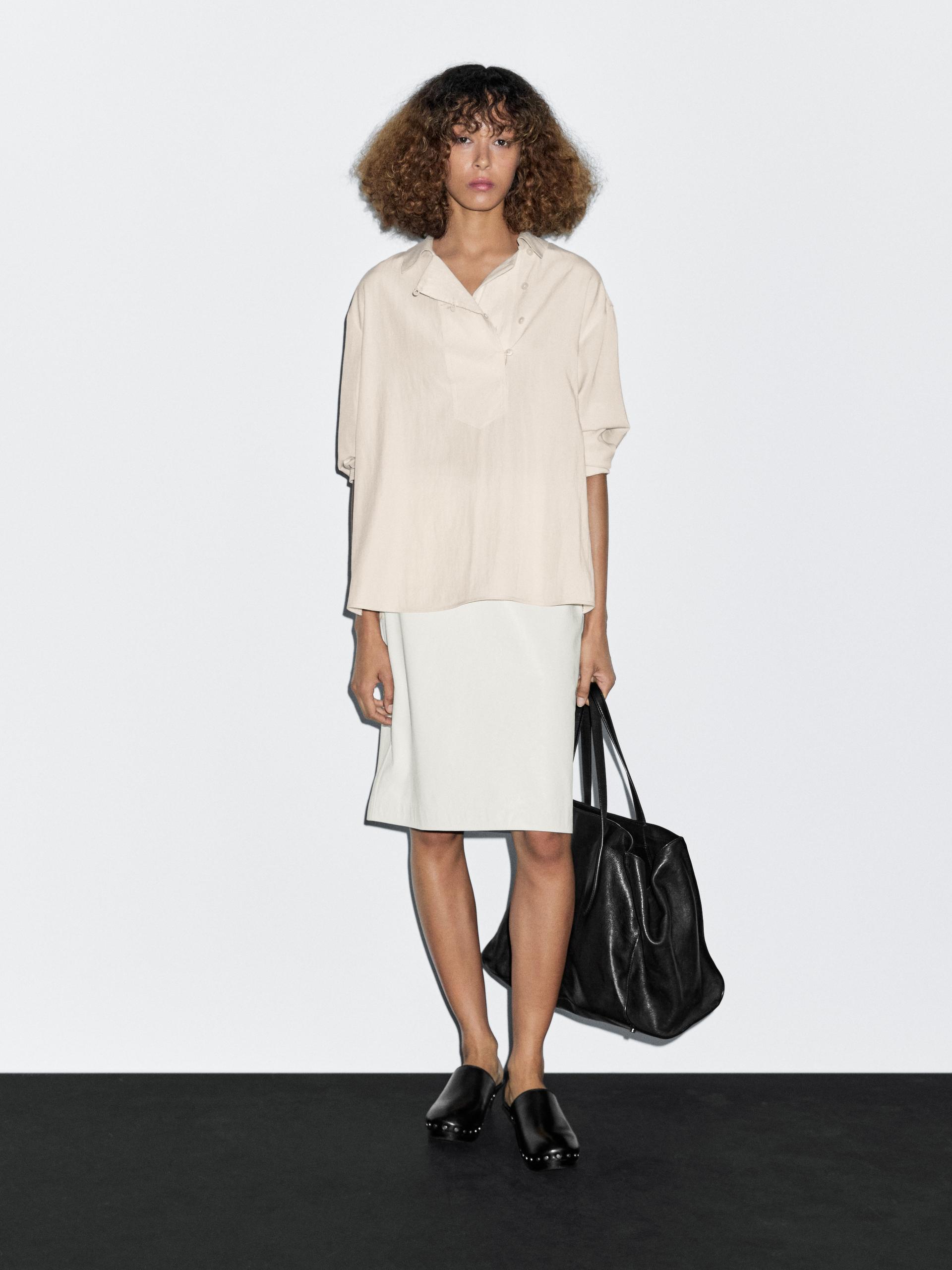 Blouse Fluide Boutonnage Fantaisie - Cru - Xs - Massimo Dutti - Femme