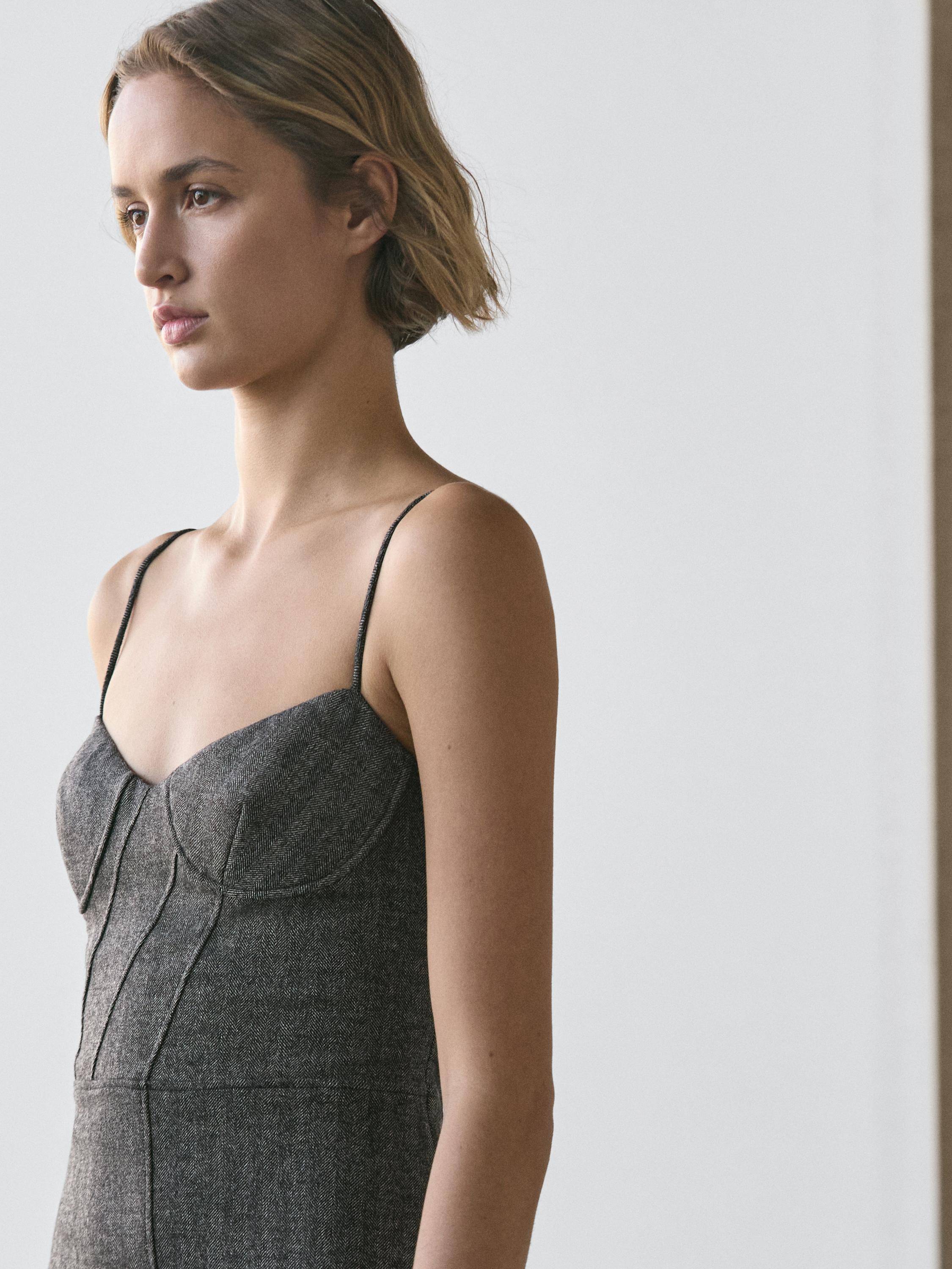 Strappy midi dress — CHARCOAL