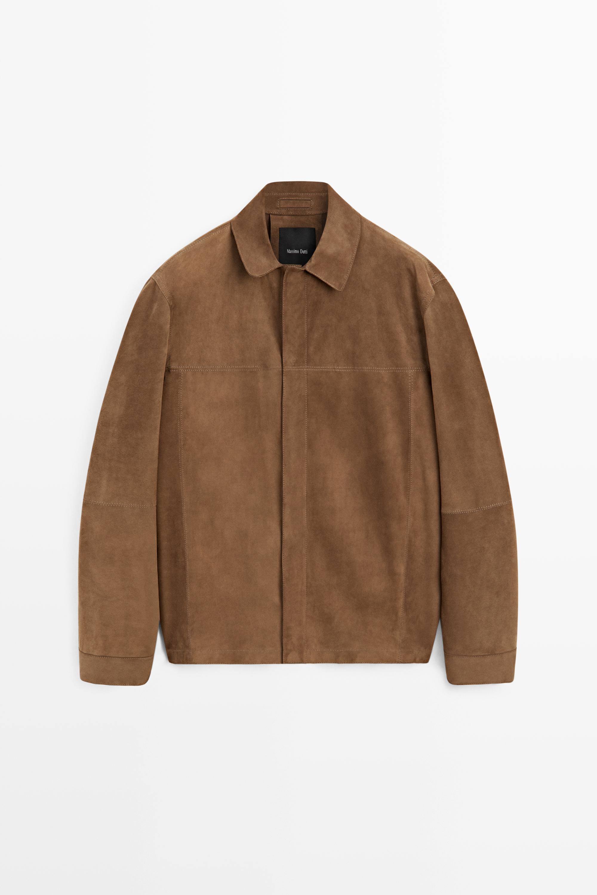 Lightweight suede leather overshirt — BROWN