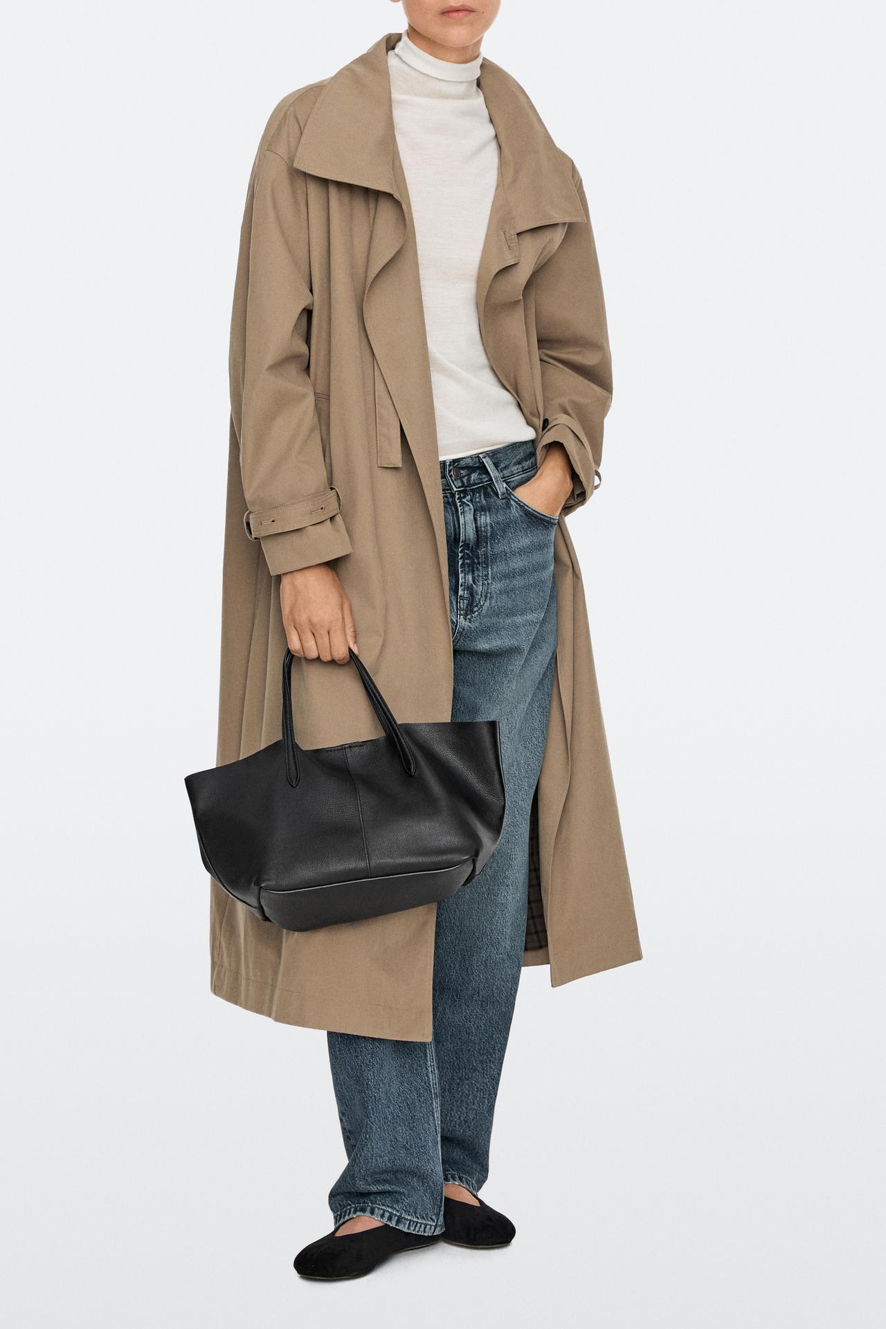 Medium nappa leather tote bag — BLACK